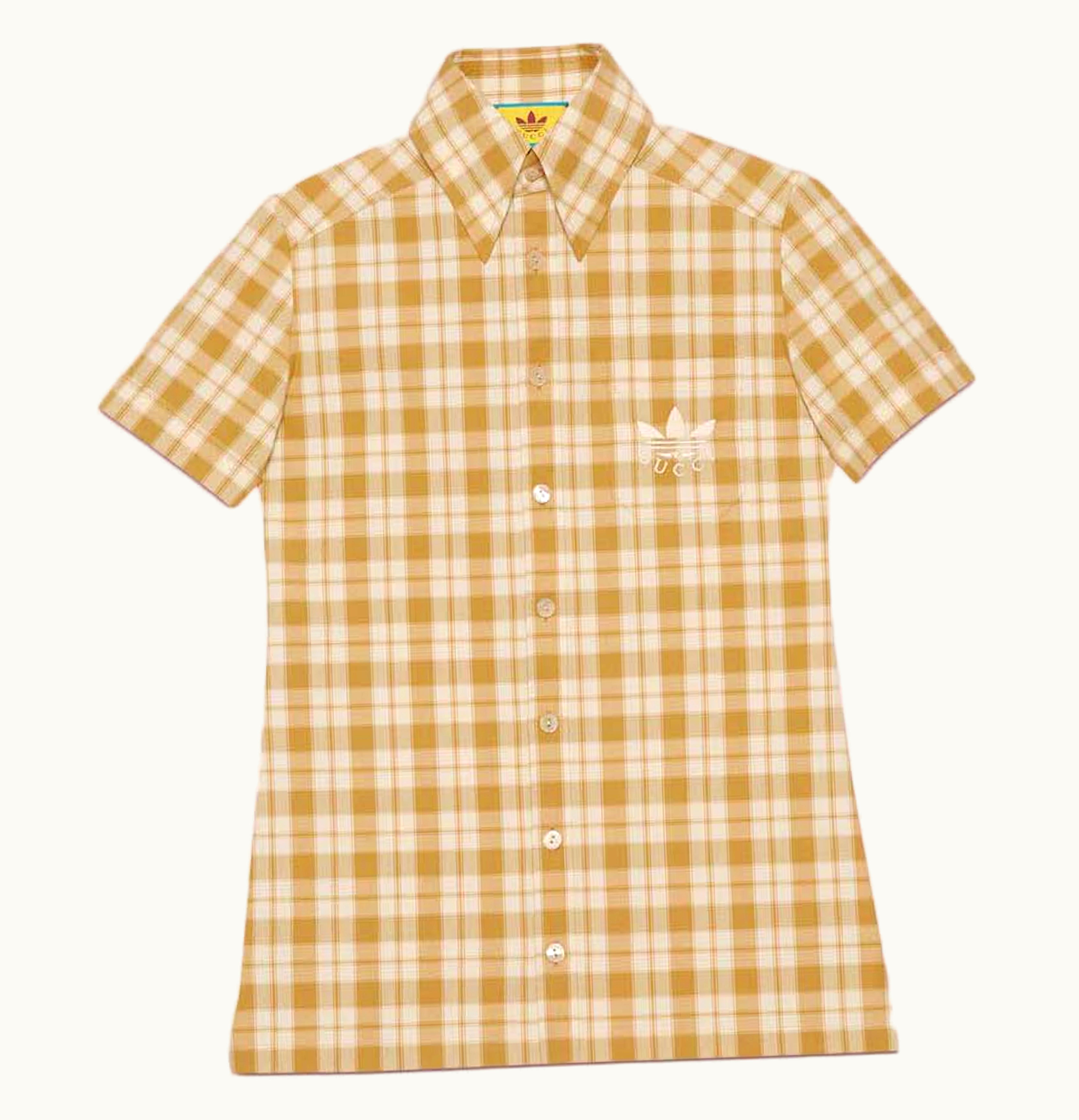 Gucci Gucci x adidas Check Cotton Shirt Beige White