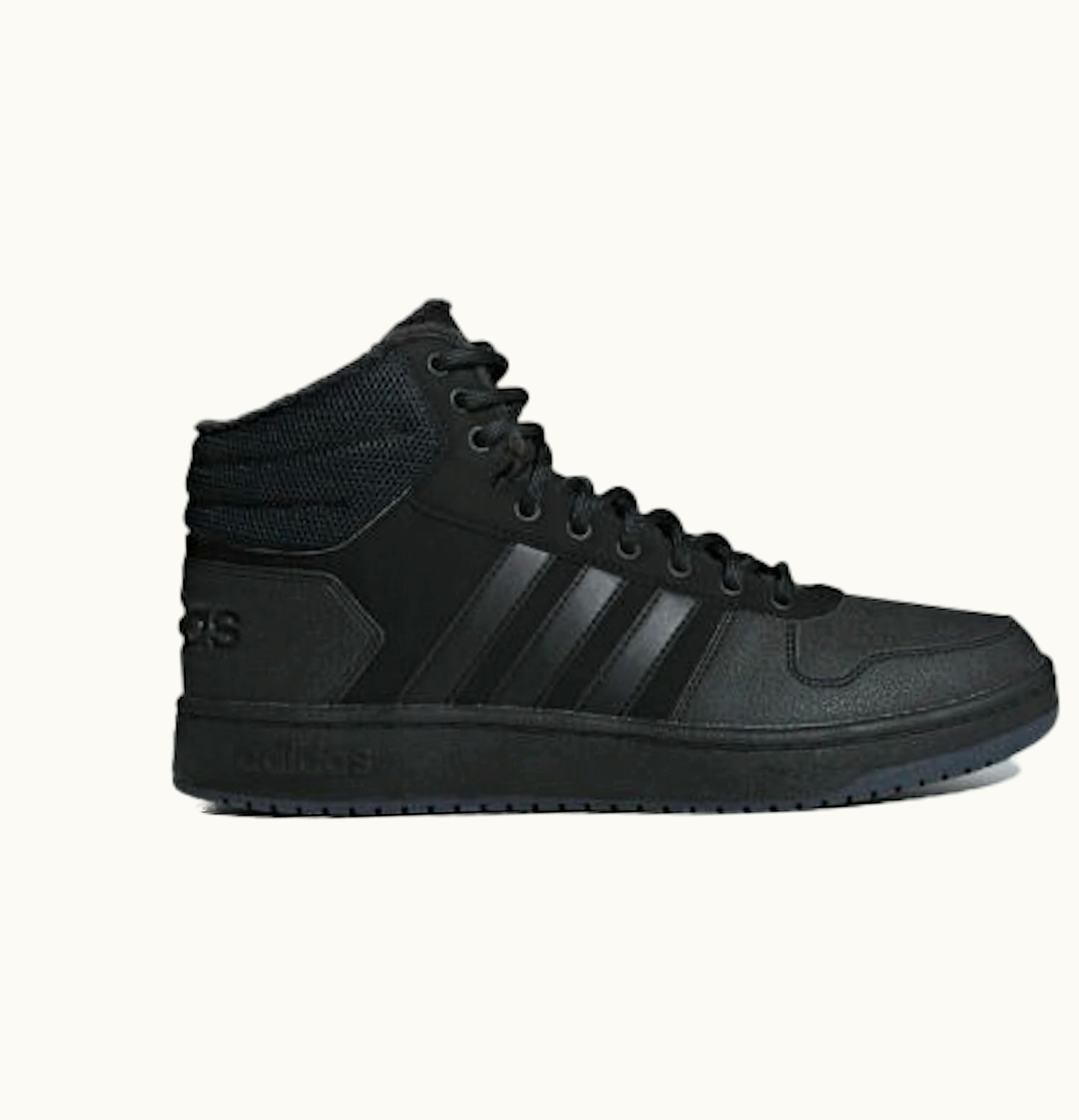 Adidas adidas Hoops 20 Mid Triple Black Tumbled Stripes