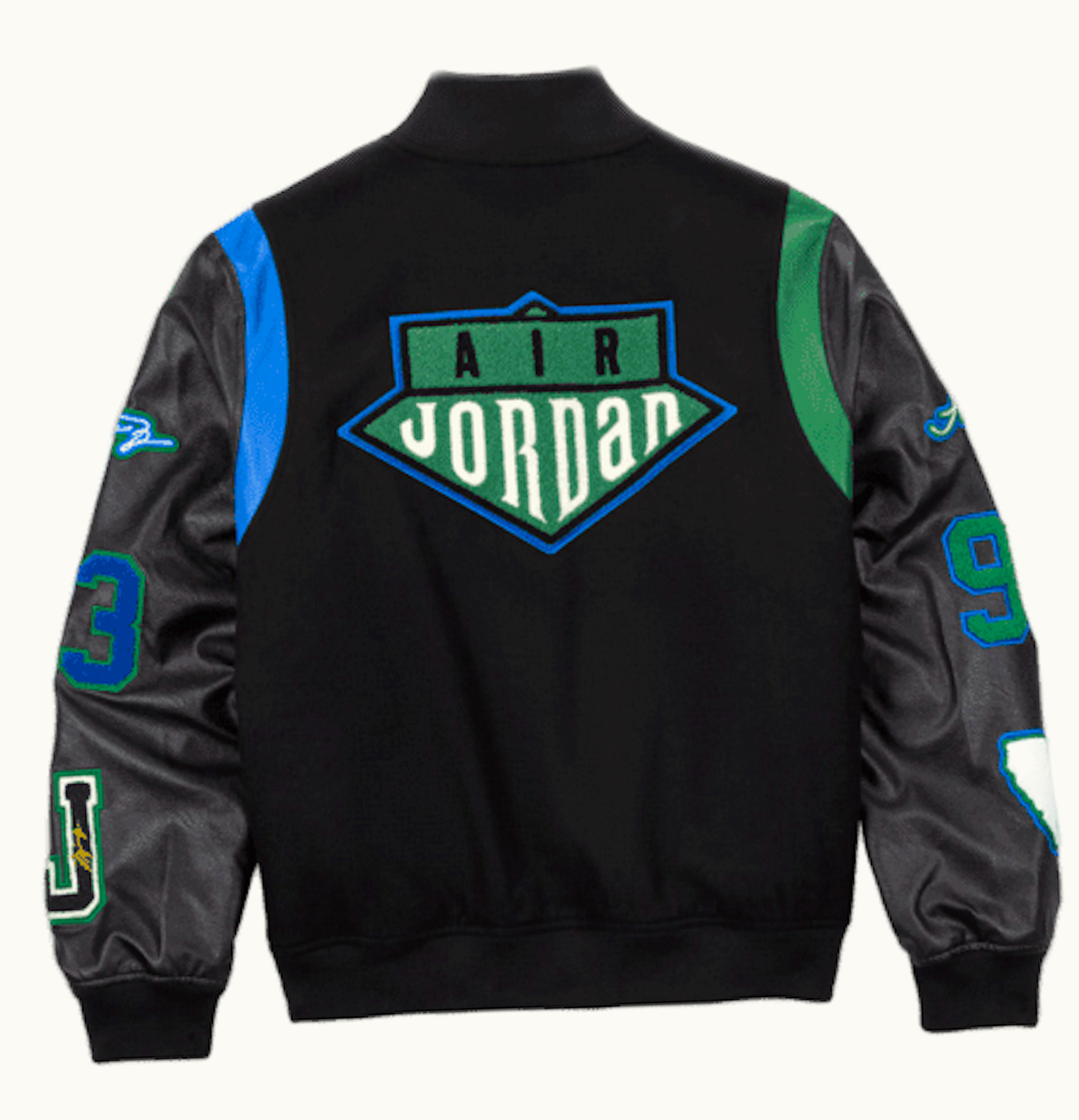Jordan Jordan x Aleali May Varsity Jacket Asia Sizing Black Game Royal Pine Green