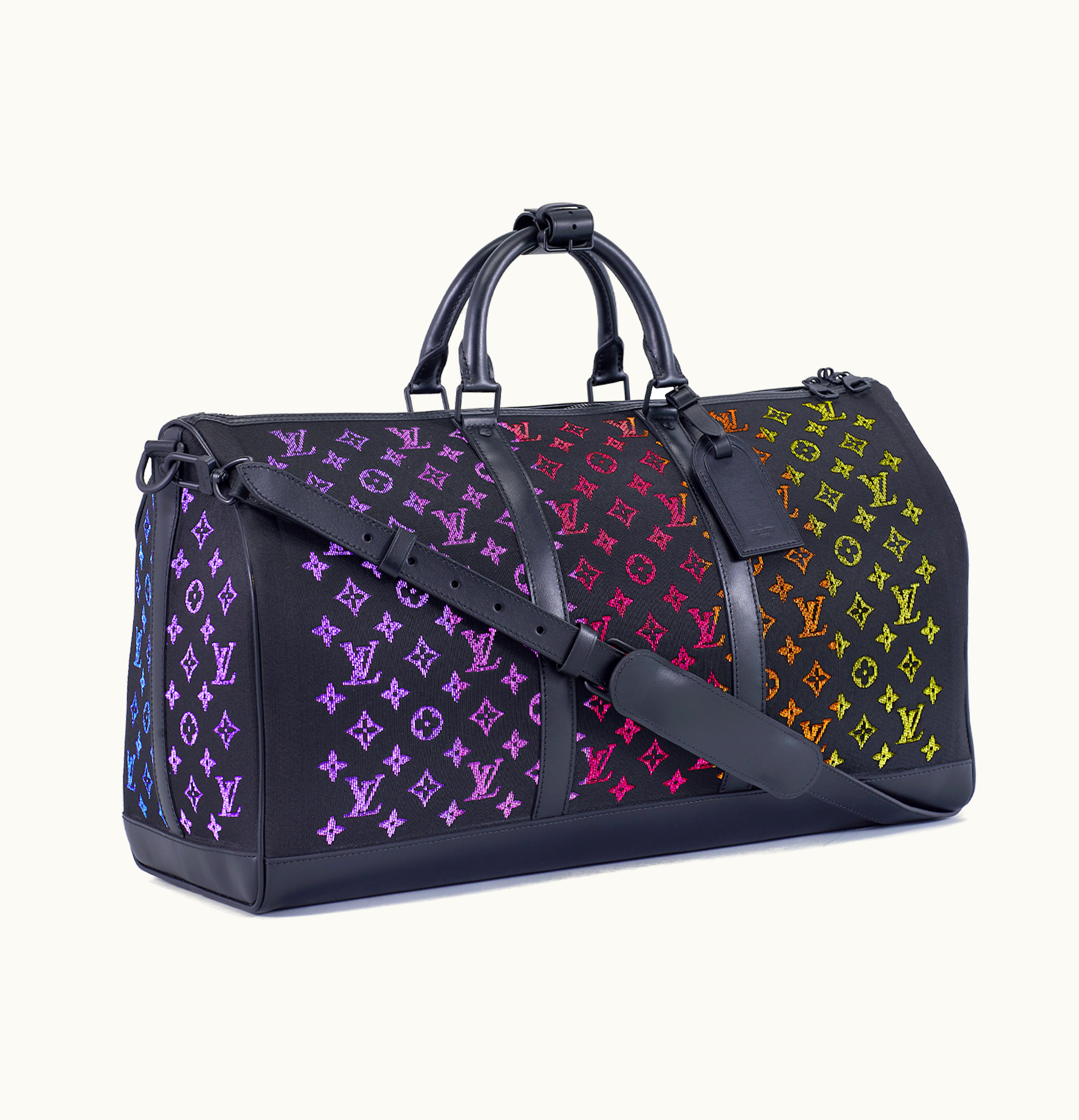 Louis Vuitton Louis Vuitton Keepall Monogram Fiber Optic 50 Black