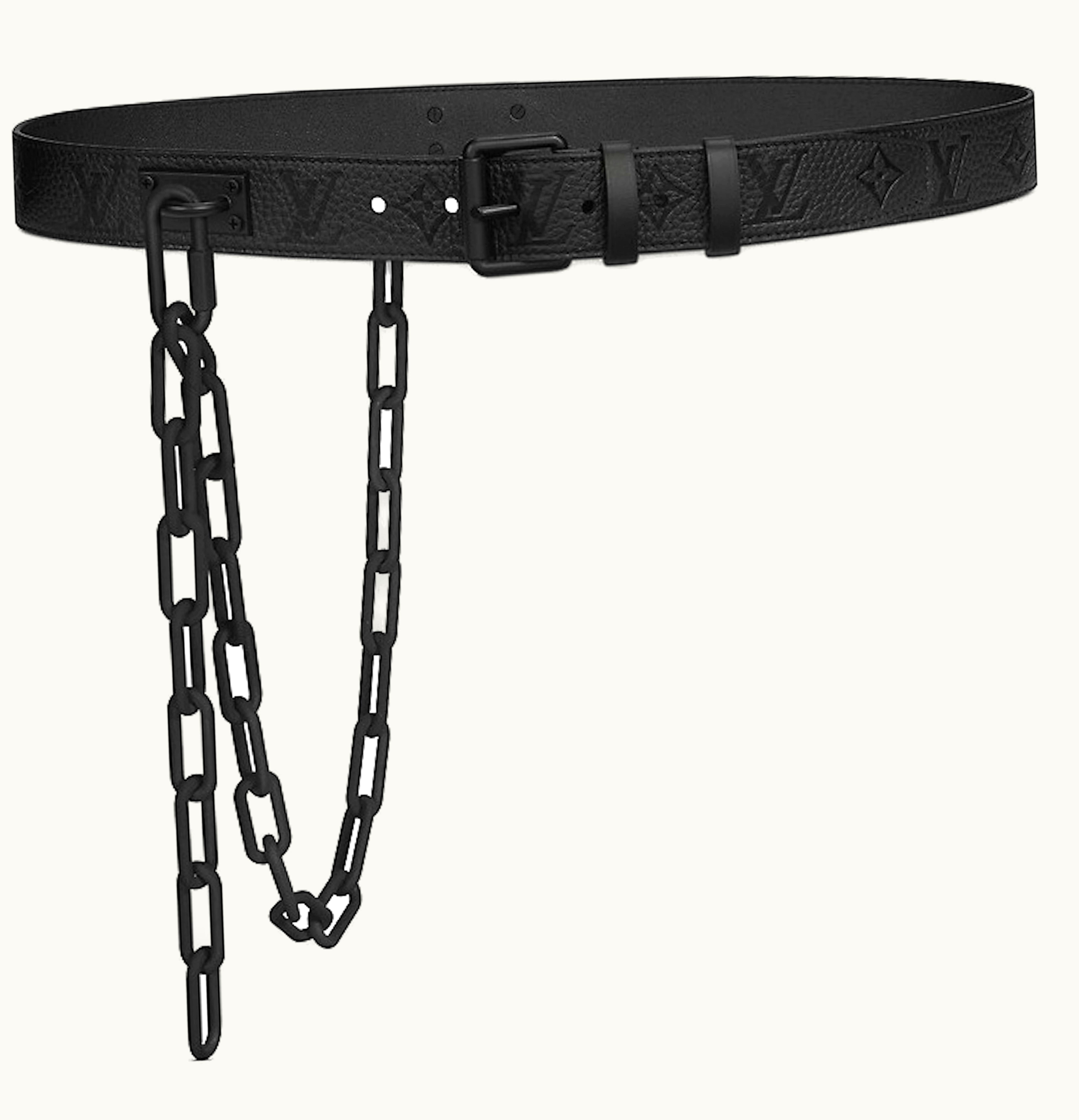 Louis Vuitton Louis Vuitton Belt Signature Monogram Empreinte Chains 35MM Absolute Black