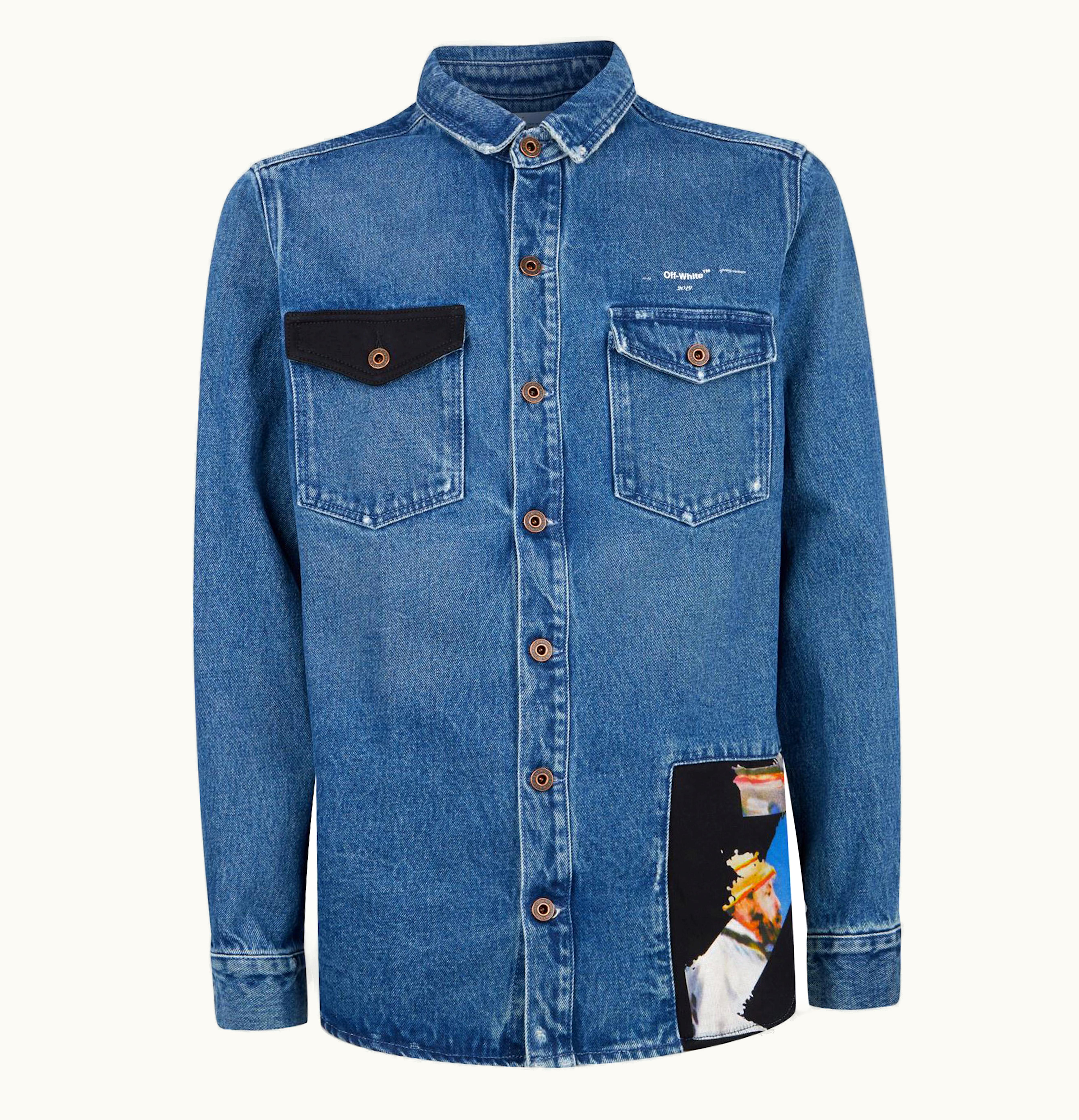 OFF-WHITE OFF WHITE Reconstructed Denim Shirt Blue