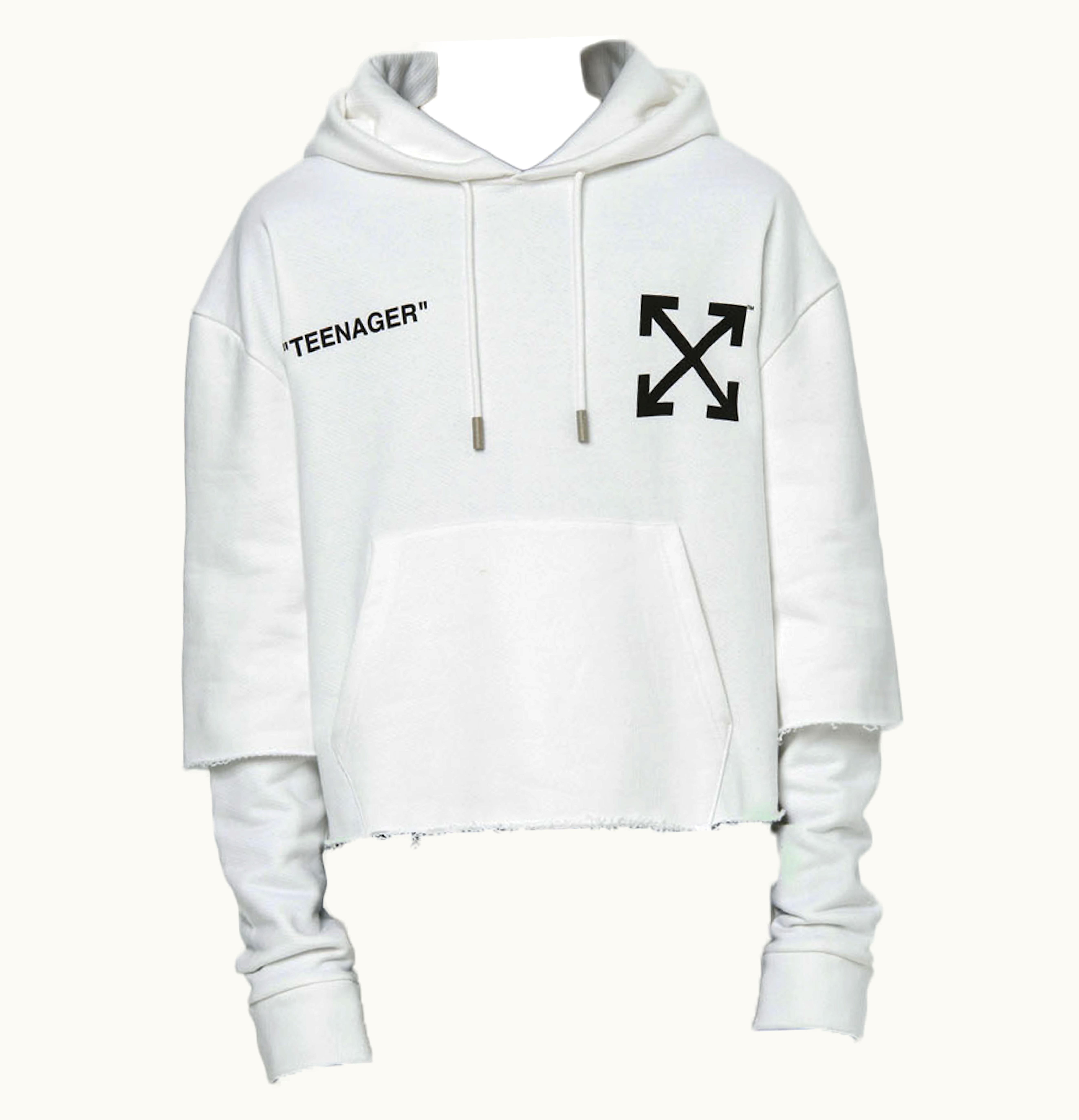 OFF-WHITE OFF WHITE Distressed Flamed Bart Hoodie White