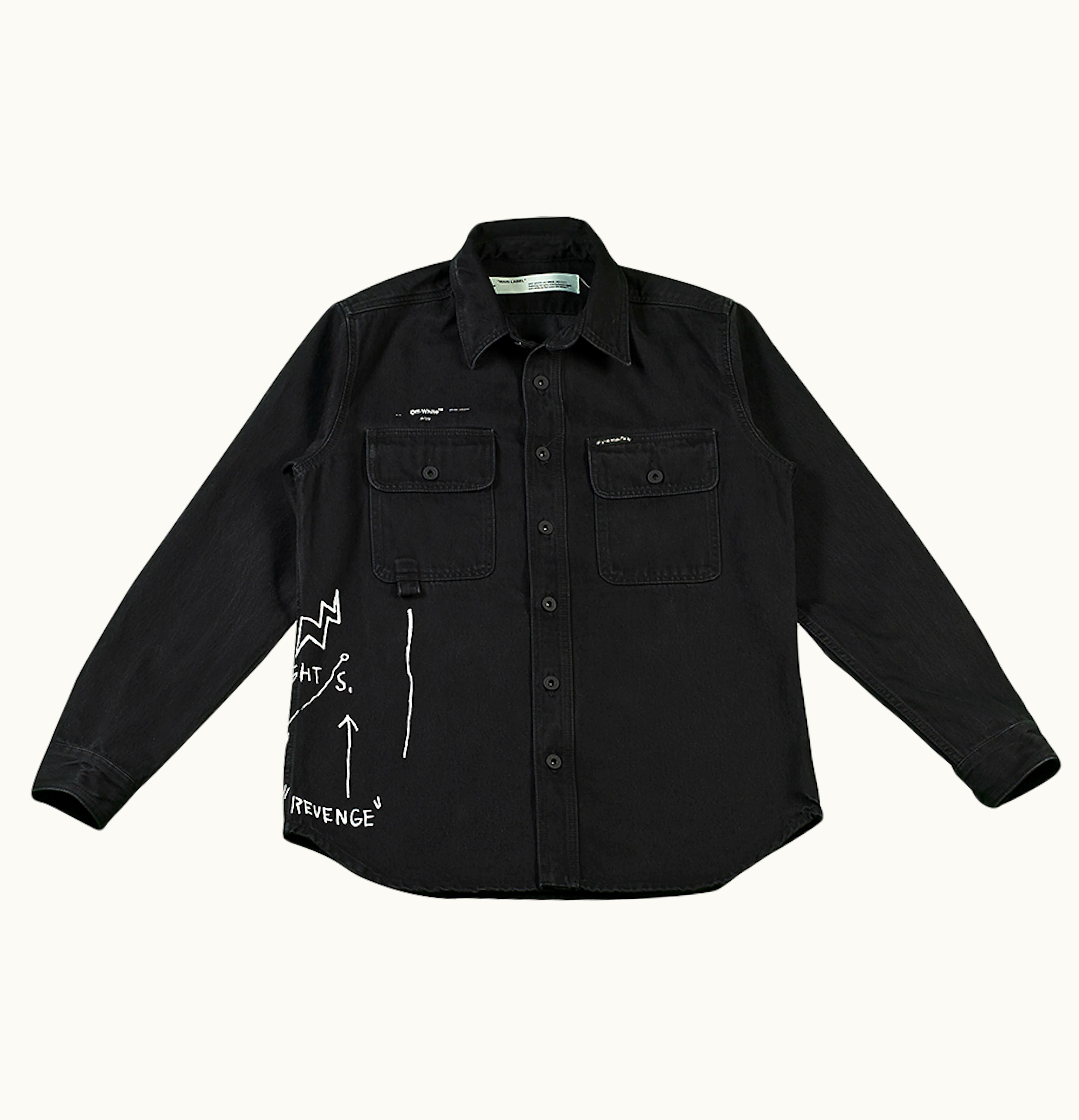 OFF-WHITE OFF WHITE Basquiat Denim Shirt Black White