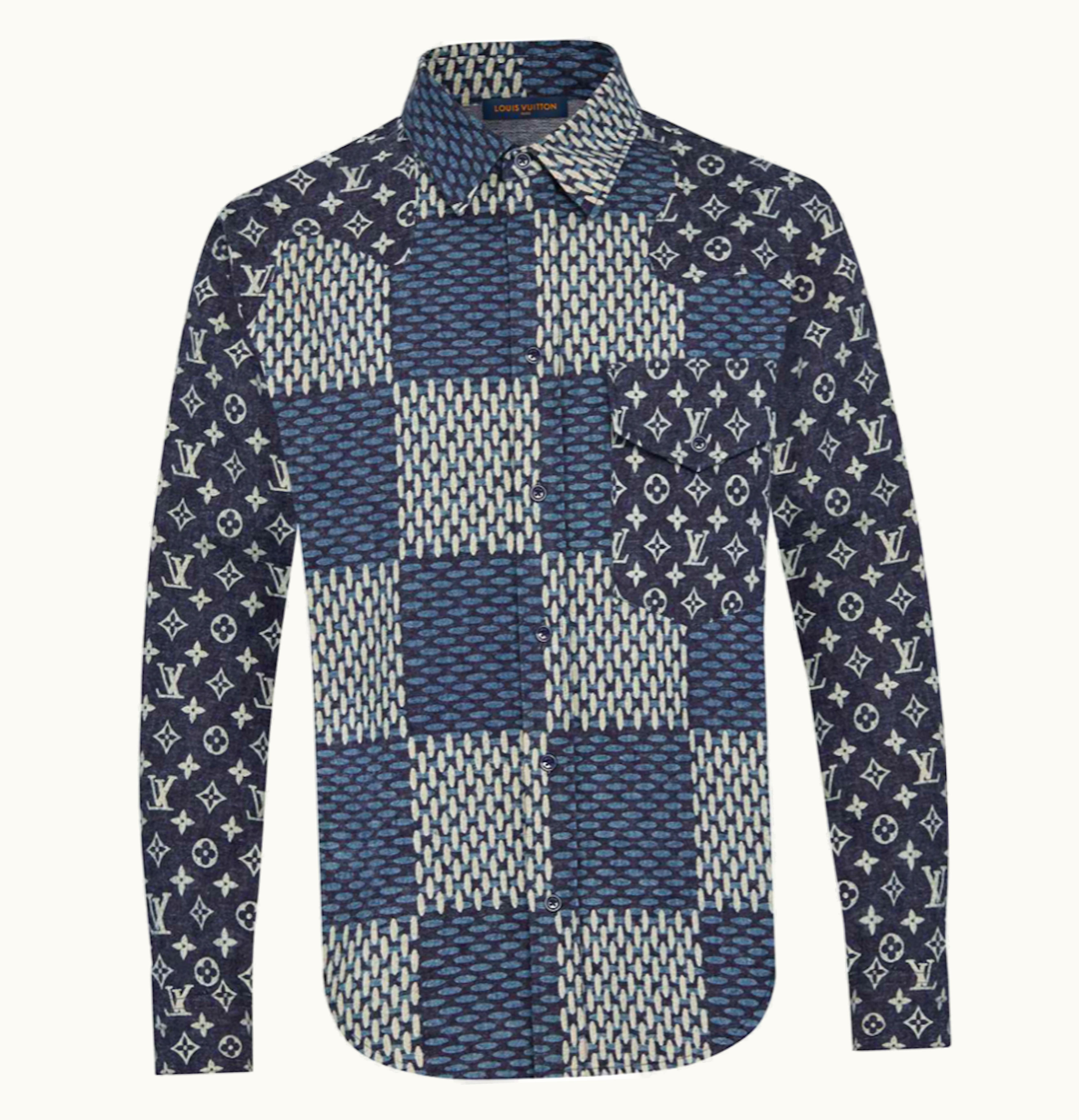 Louis Vuitton Louis Vuitton x Nigo MNGM Waves Giant Damier Flannel Shirt Indigo