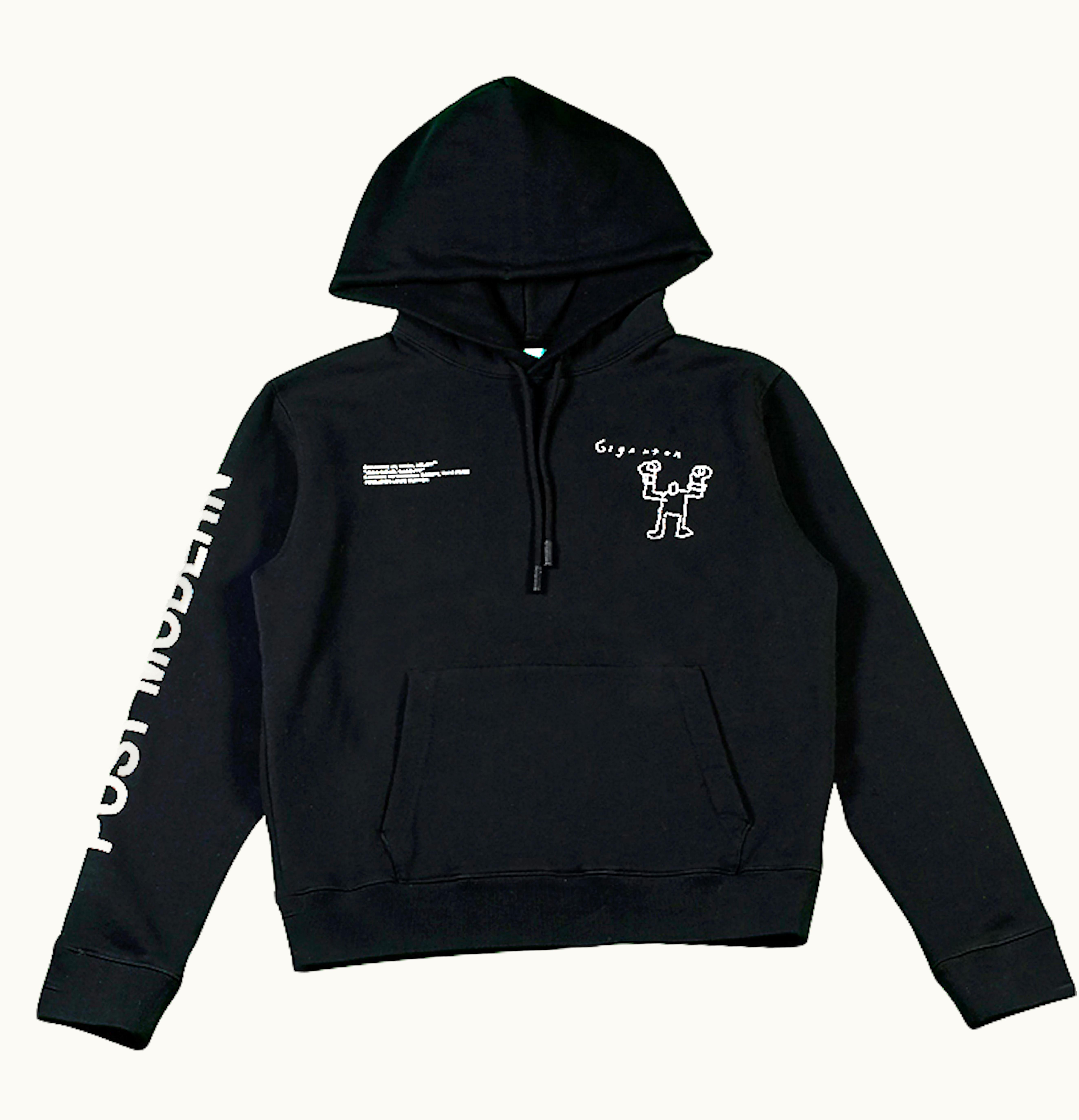 OFF-WHITE OFF WHITE Basquiat Graphic Hoodie Black White