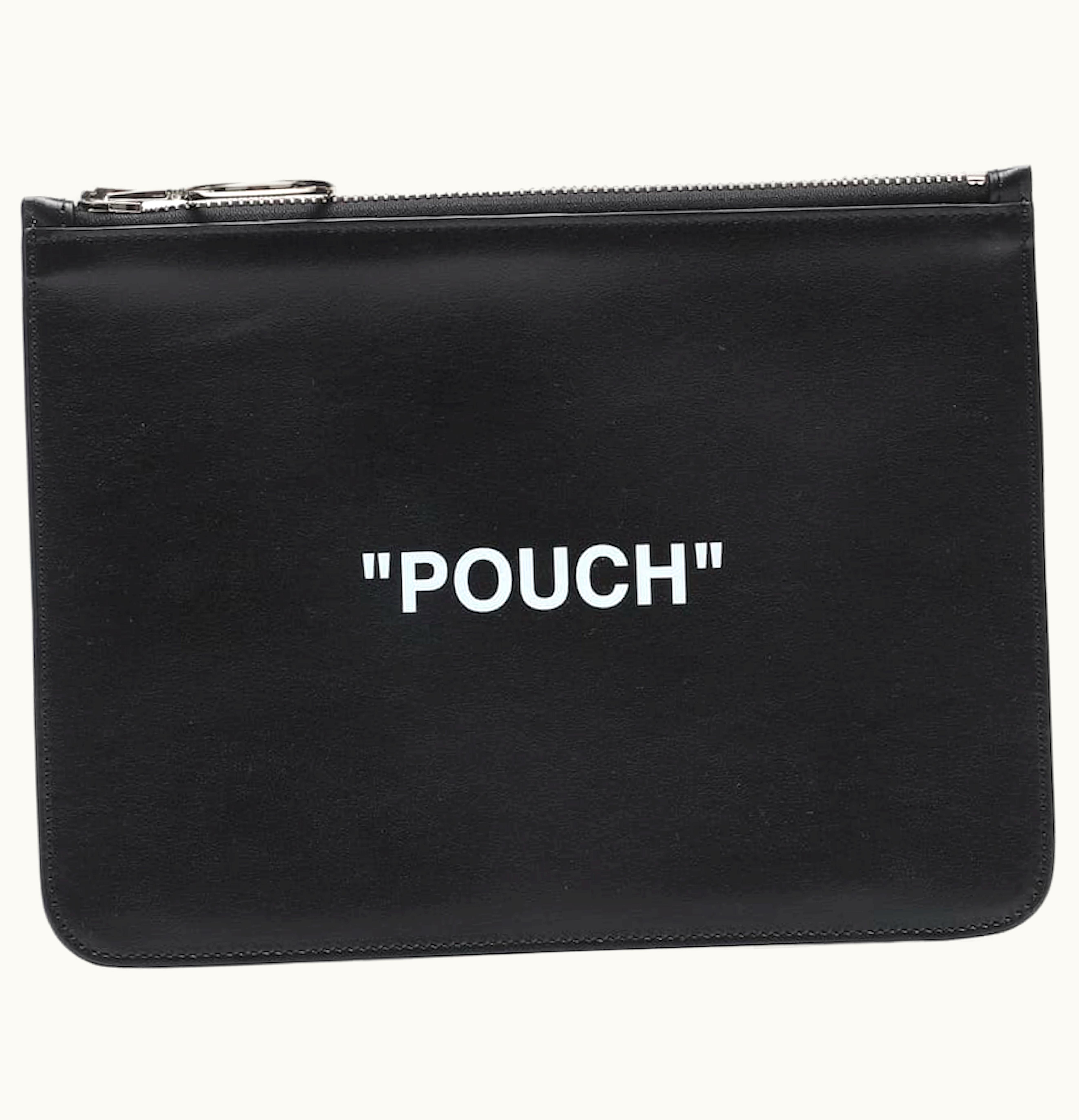 OFF-WHITE OFF WHITE Quote Pouch Leather Black White