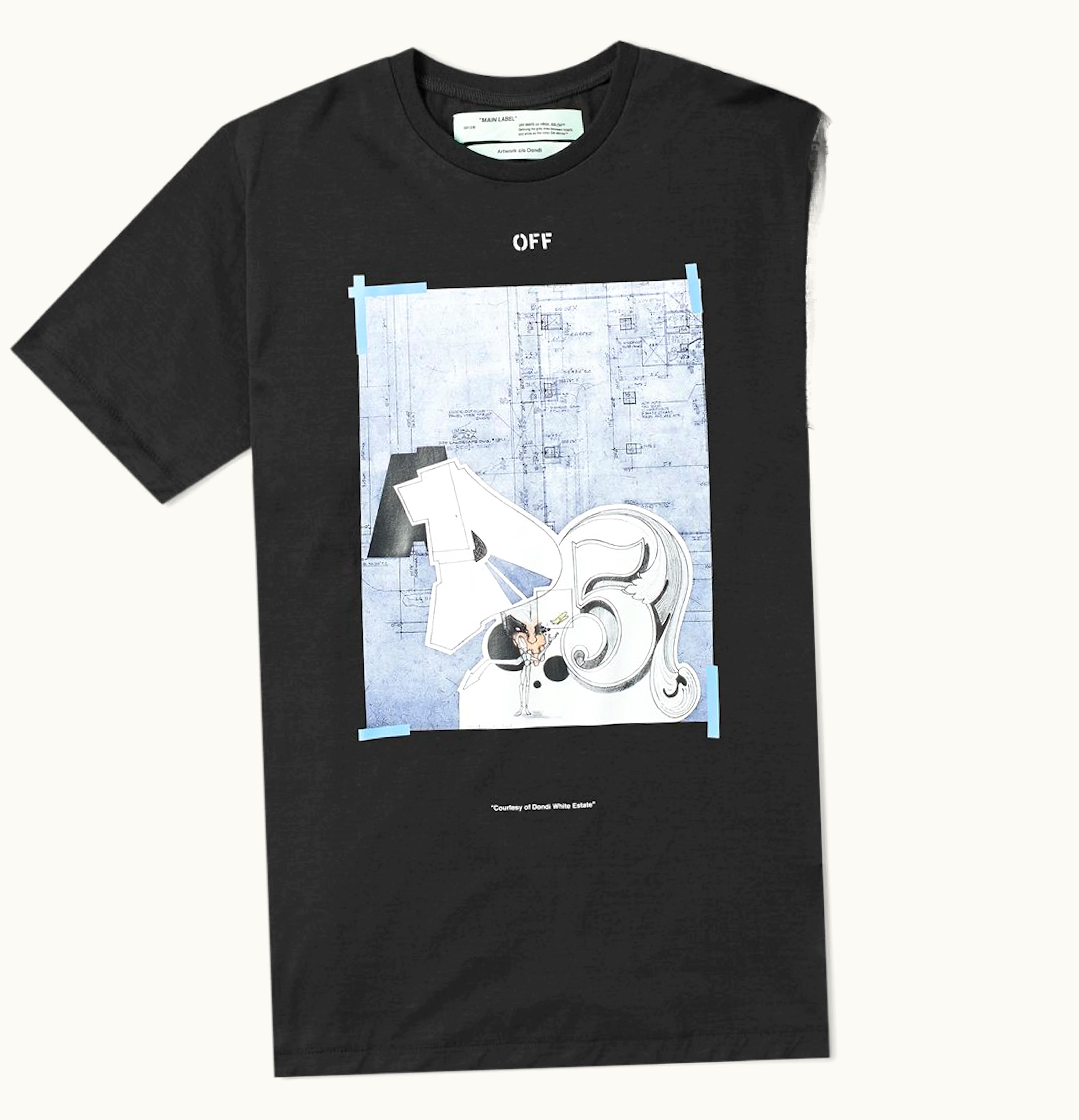 OFF-WHITE OFF WHITE Dondi White Square T Shirt Black Multicolor