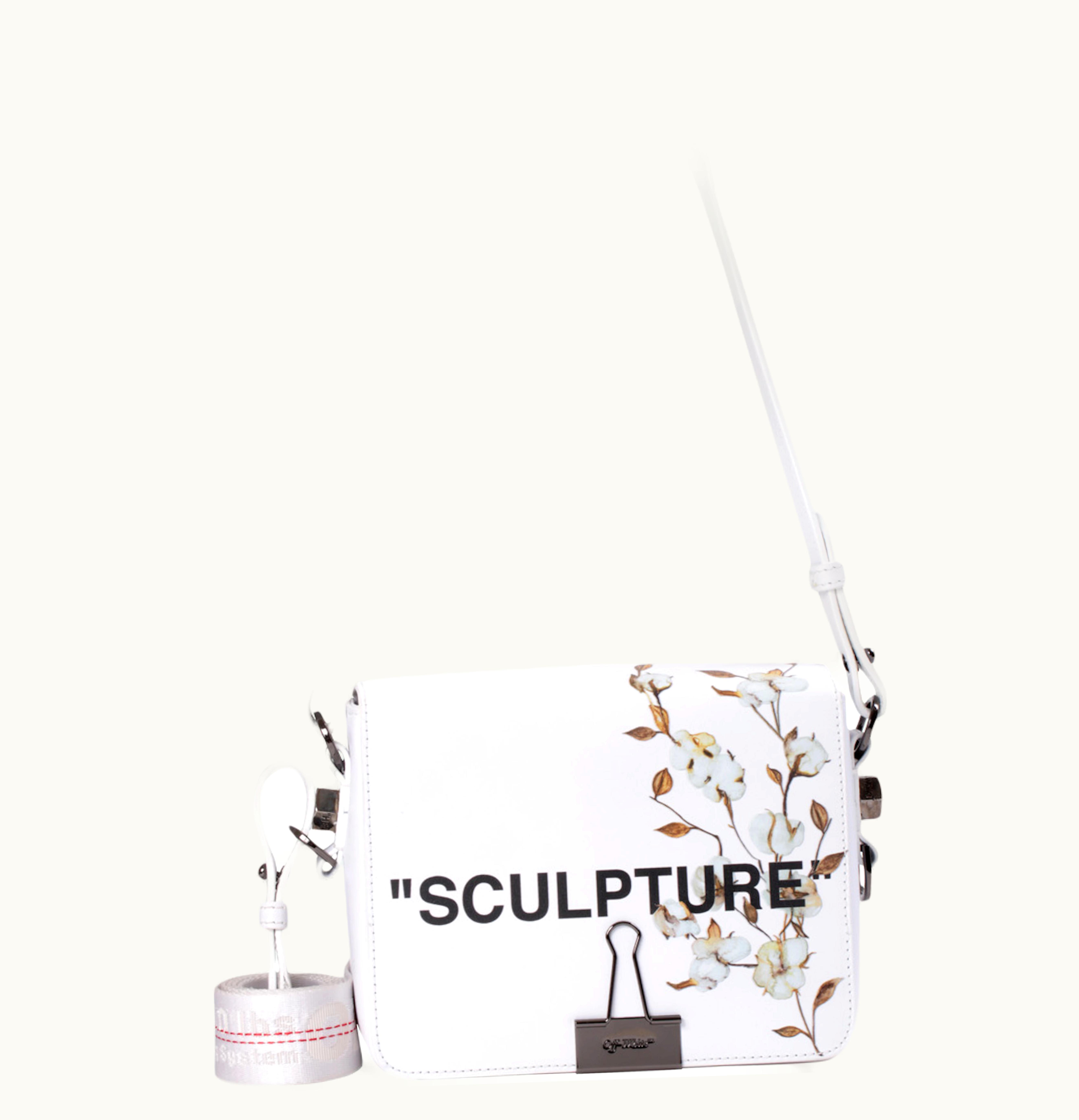 OFF-WHITE OFF WHITE Binder Clip Bag Cotton Flower Sculpture White