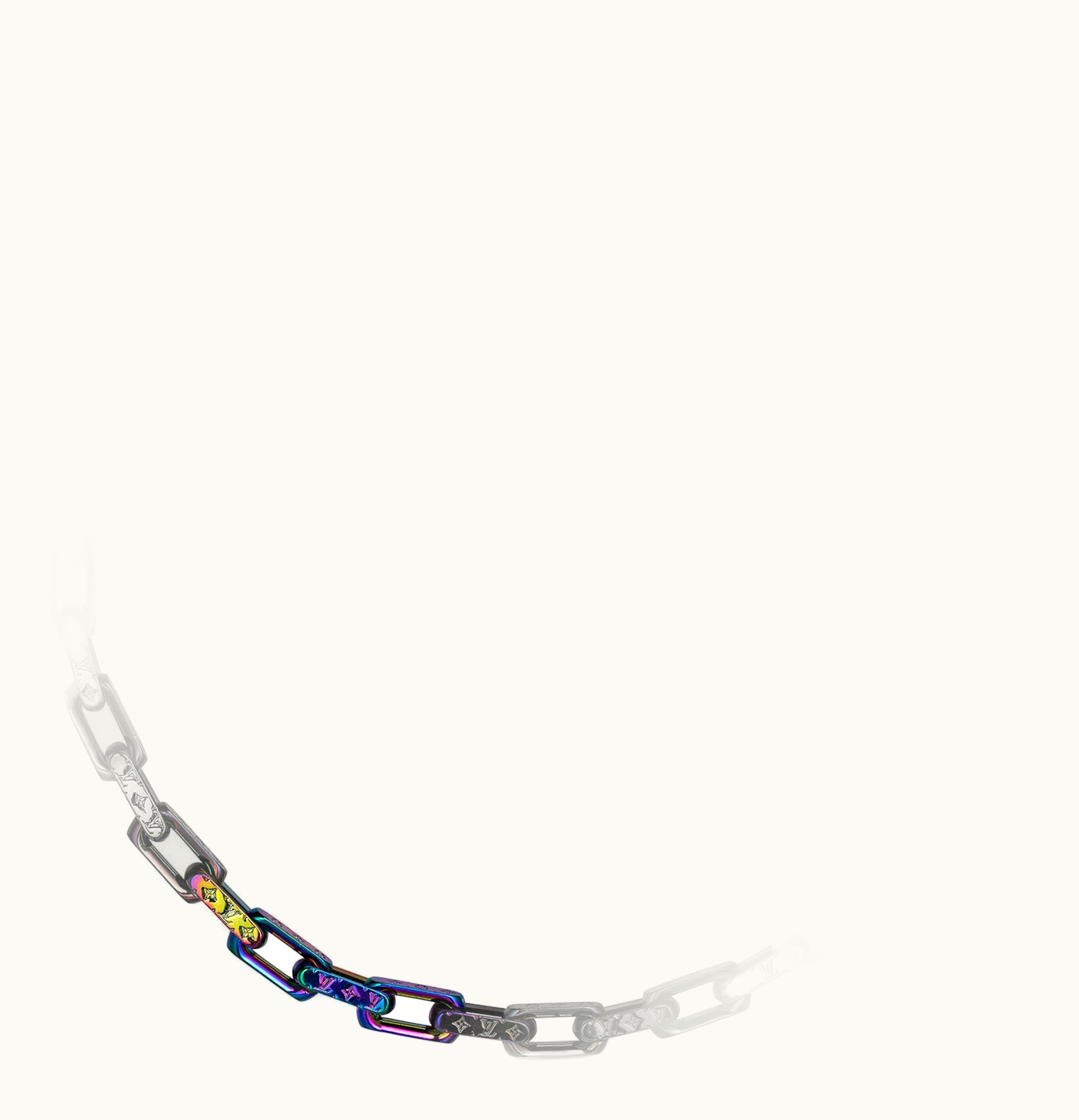 Louis Vuitton Louis Vuitton Chain Necklace Engraved Monogram Colors Black Gold Multicolor