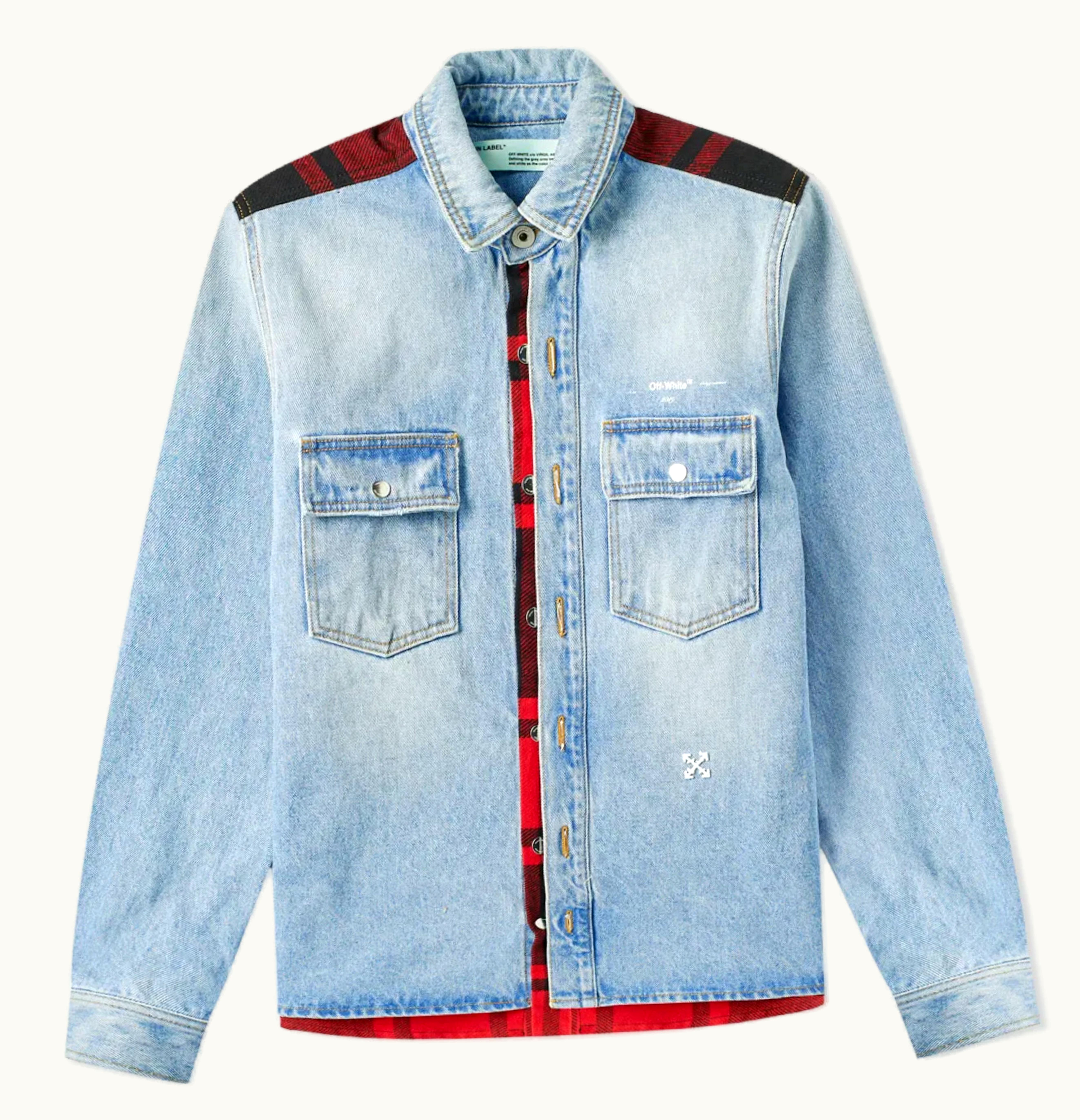 OFF-WHITE OFF WHITE Reconstructed Denim Shirt Light Blue