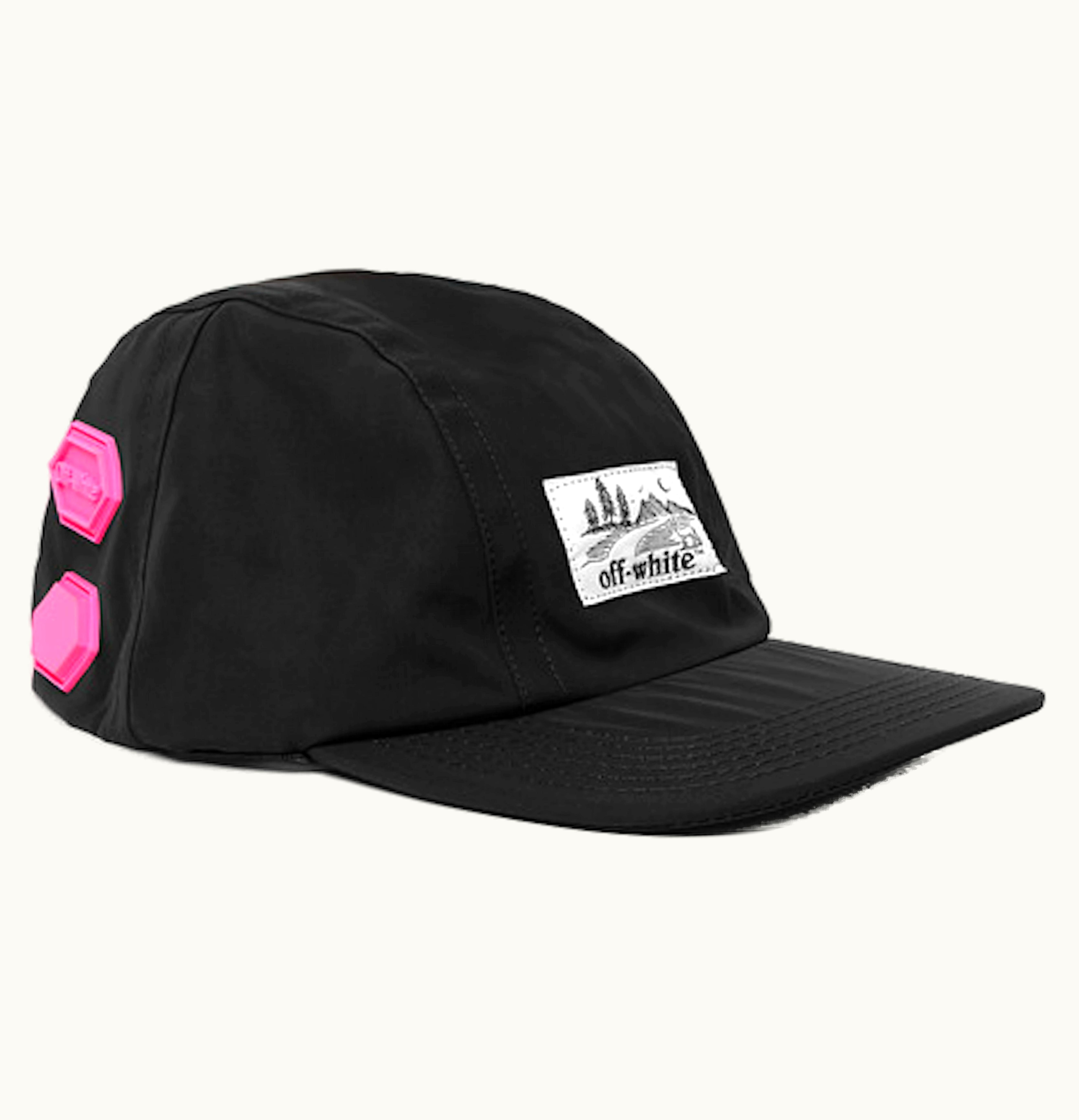 OFF-WHITE OFF WHITE Logo Appliqued Shell Baseball Hat Black Pink
