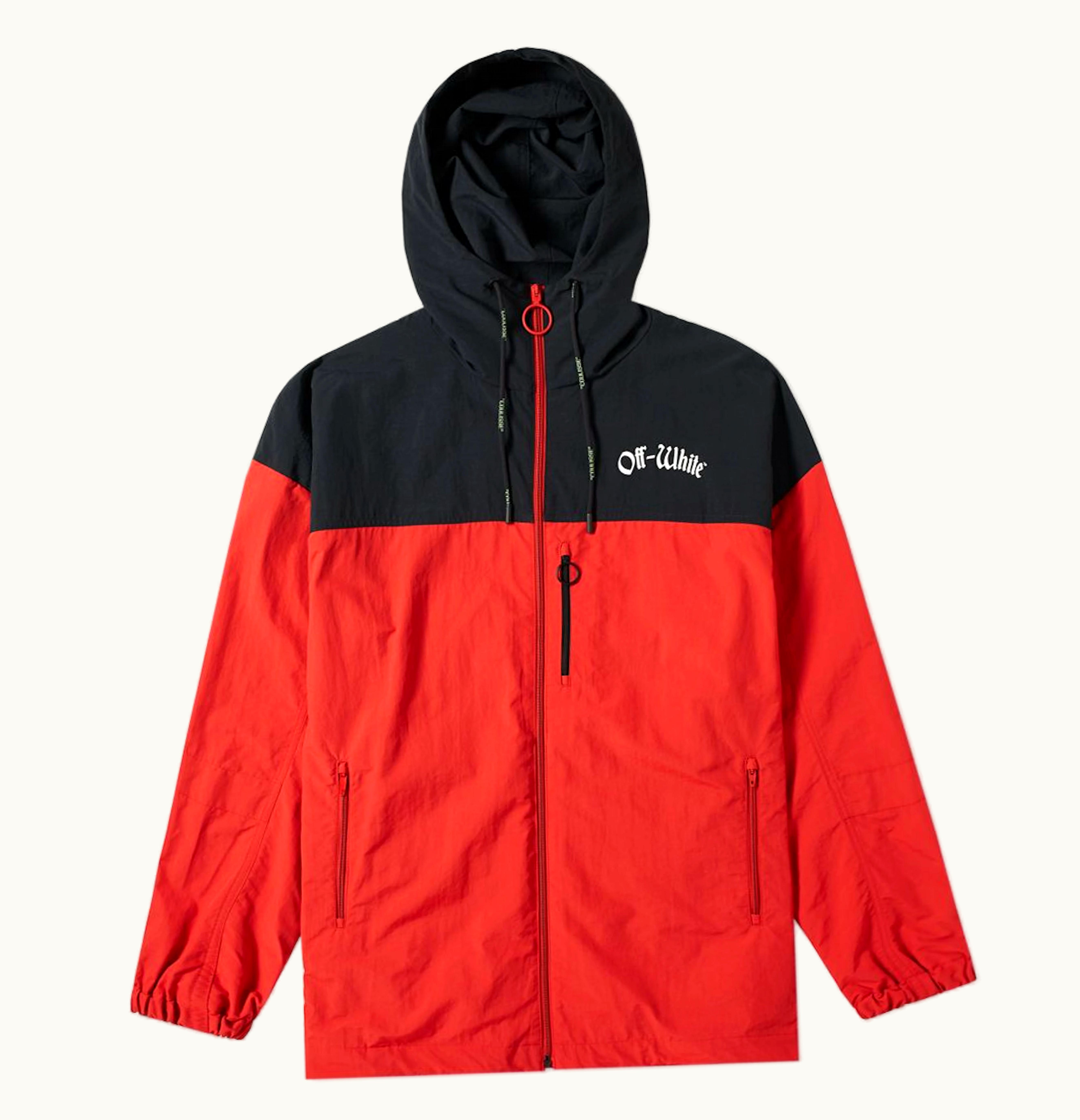 OFF-WHITE OFF WHITE Hooded Windbreaker Red Black