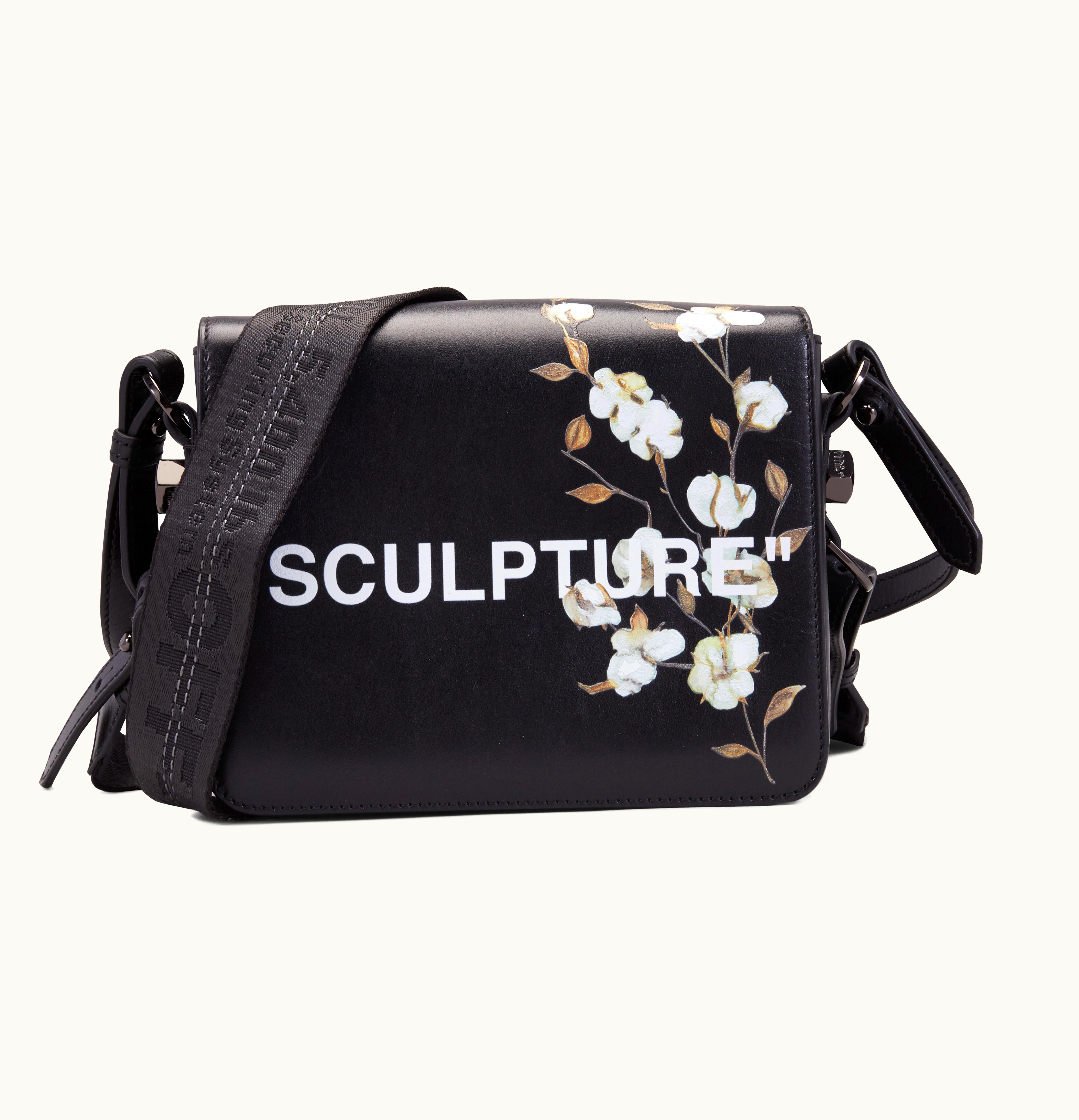 OFF-WHITE OFF WHITE Binder Clip Bag Cotton Flower Sculpture Black
