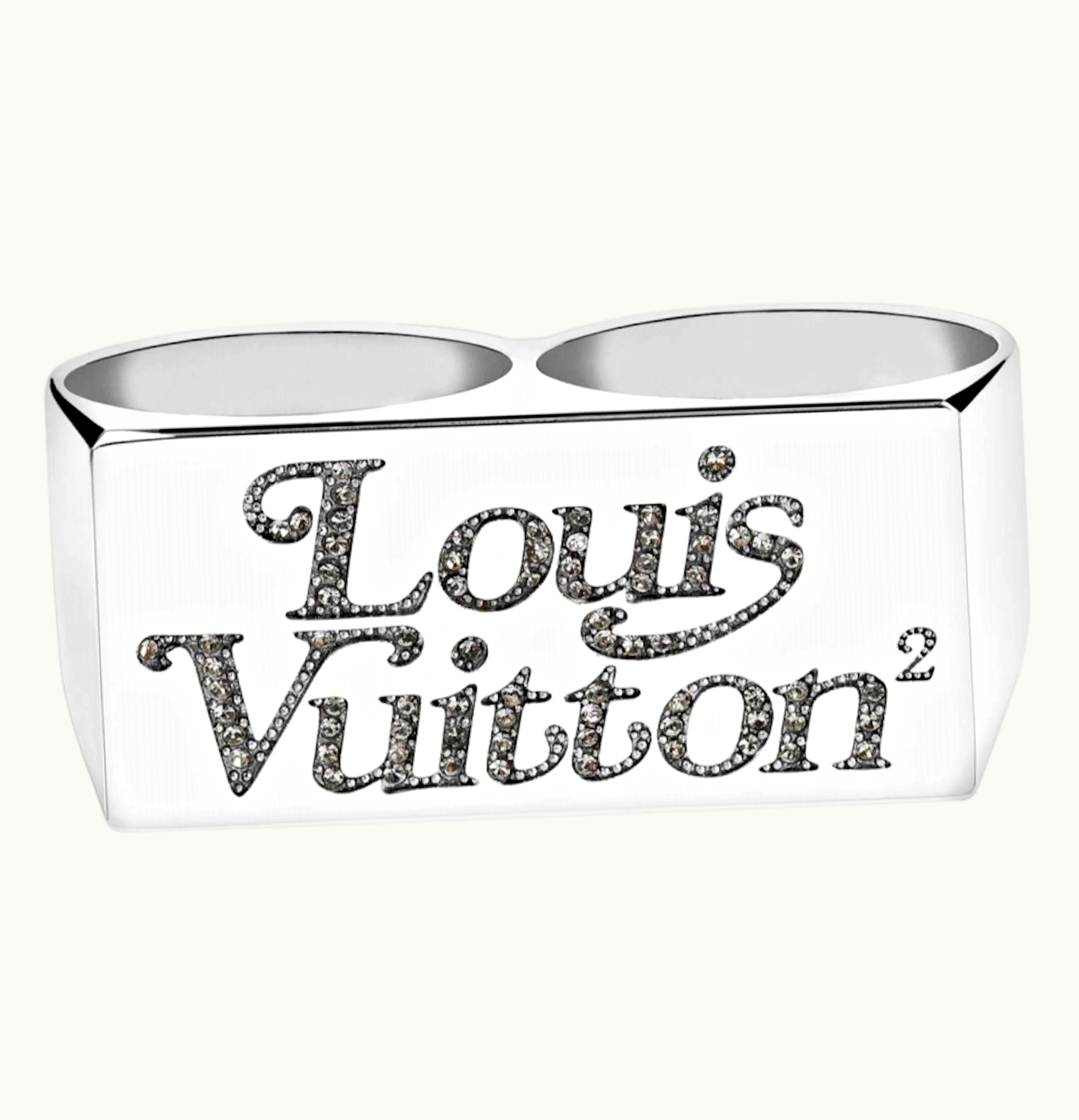 Louis Vuitton Louis Vuitton x Nigo Squared Strass Double Ring Silver