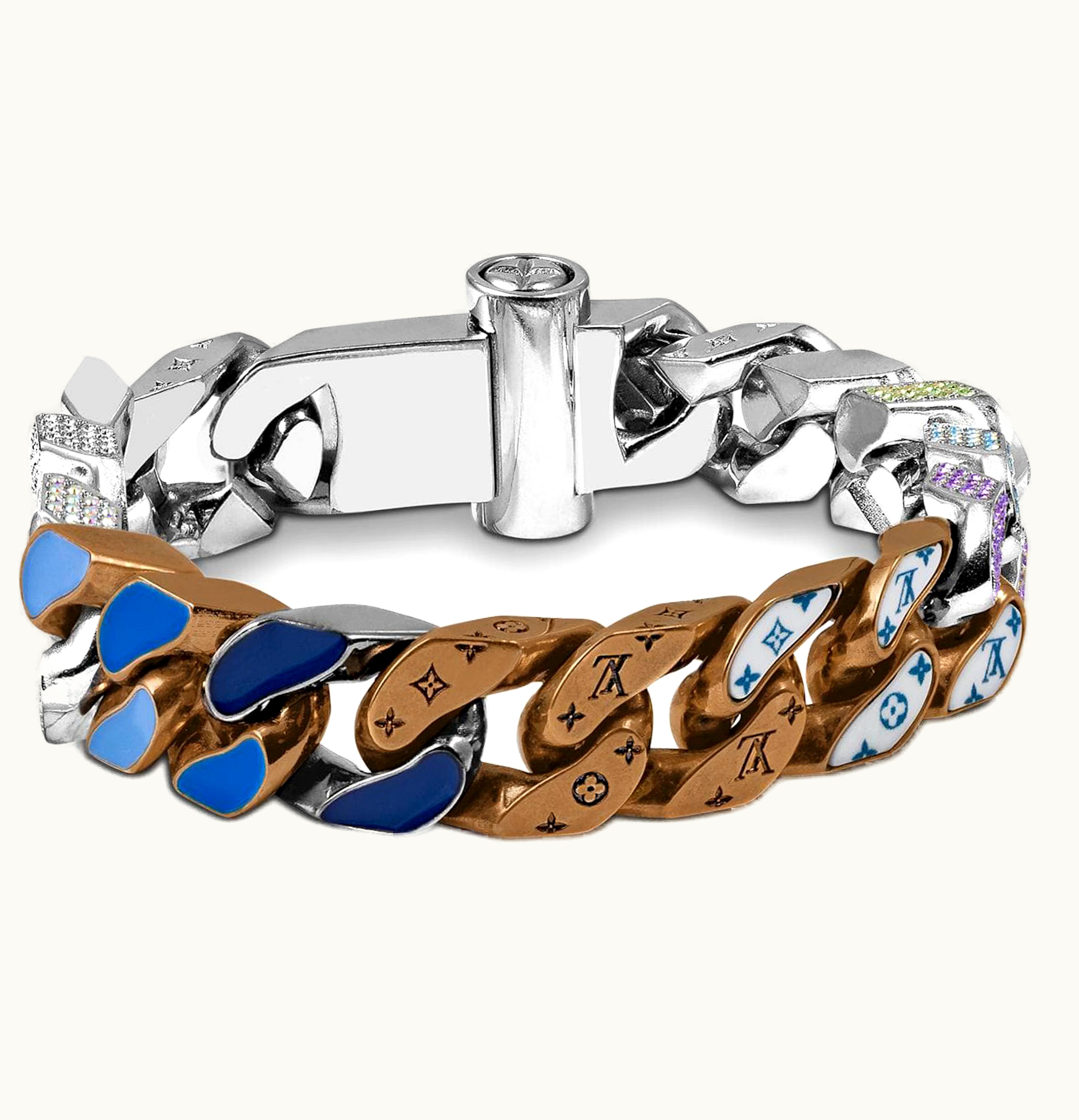 Louis Vuitton Louis Vuitton Chain Links Patches Bracelet Engraved Monogram Multicolor
