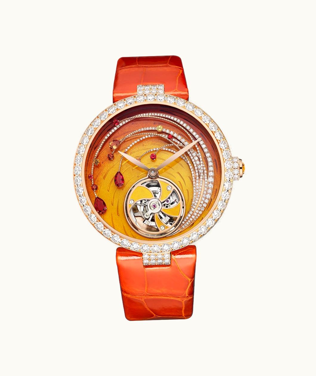 Chaumet Chaumet Soleil De Feu Flying Tourbillon Timepiece Rose Gold, Diamonds, Rubies, Mandarin Garnets