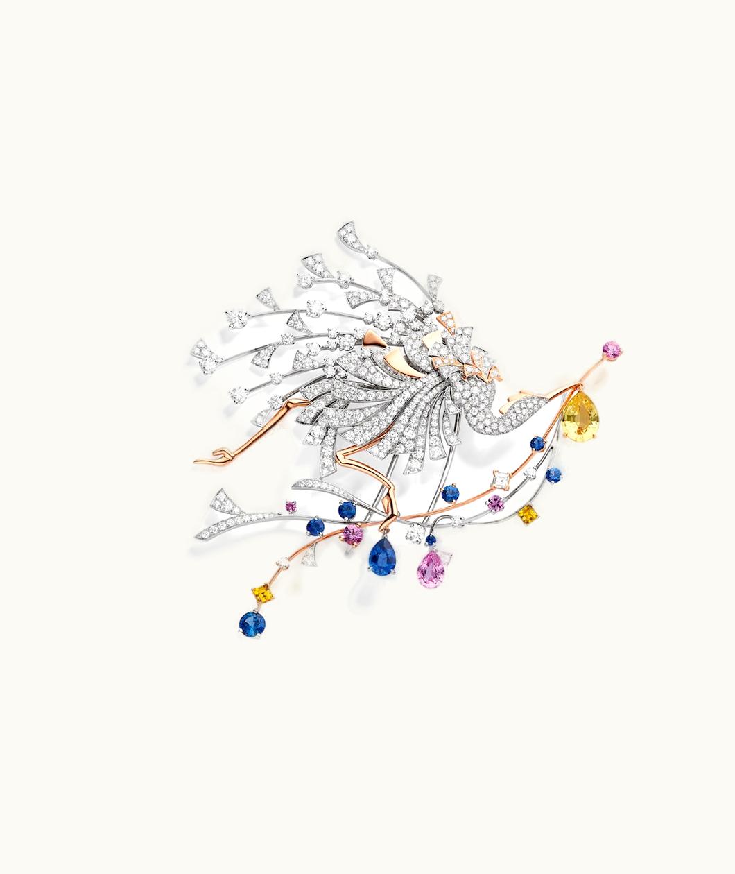 Chaumet Chaumet Parade Brooch White Gold, Rose Gold, Sapphires, Diamonds