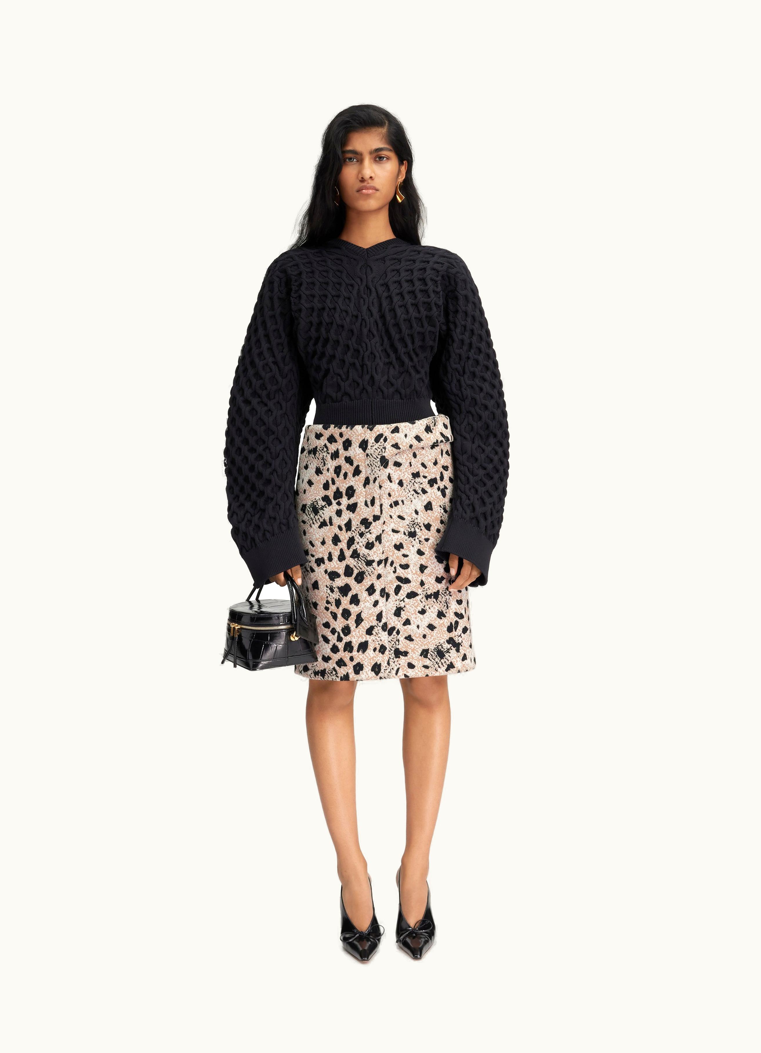 Jacquemus Jacquemus La Jupe Obra Jacquard Leopard Beige / Black