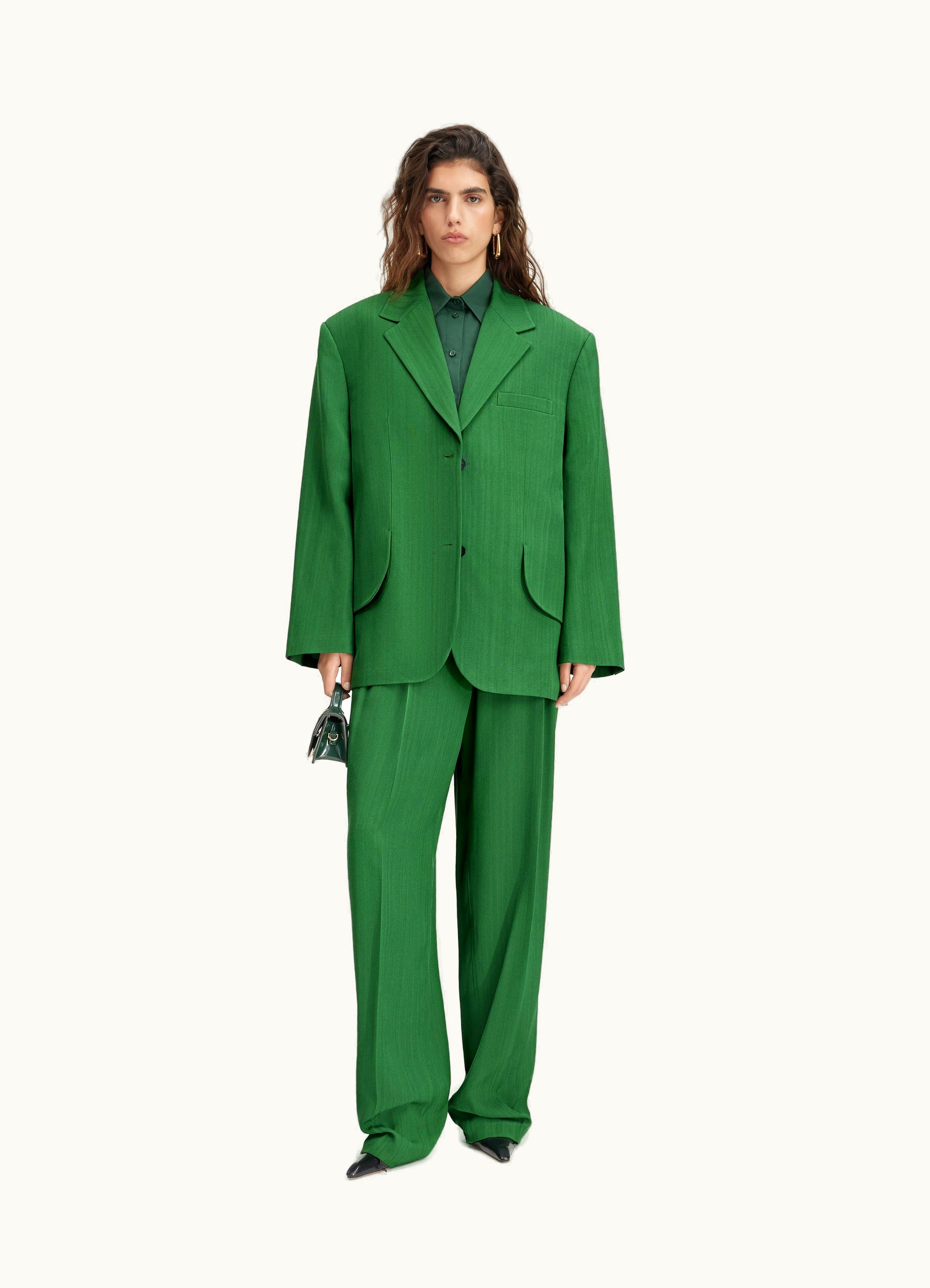 Jacquemus Jacquemus La Veste Titolo Dark Green Oversized Blazer