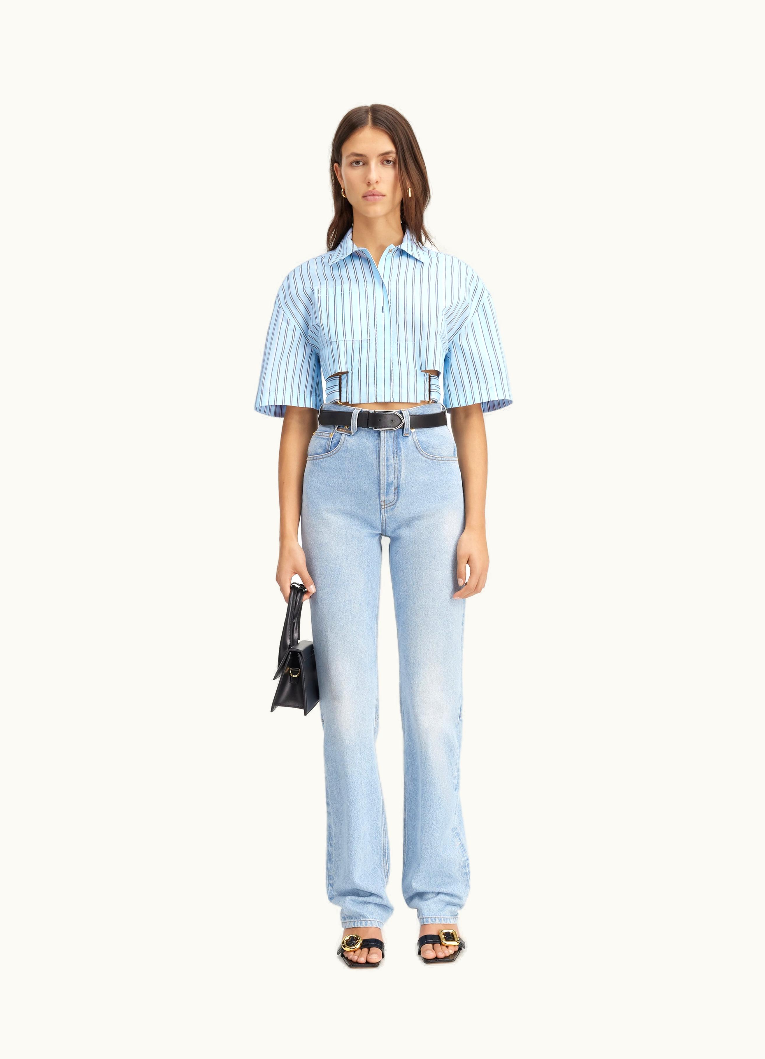 Jacquemus Jacquemus La Chemise Courte Bari Pint Blue Stripe