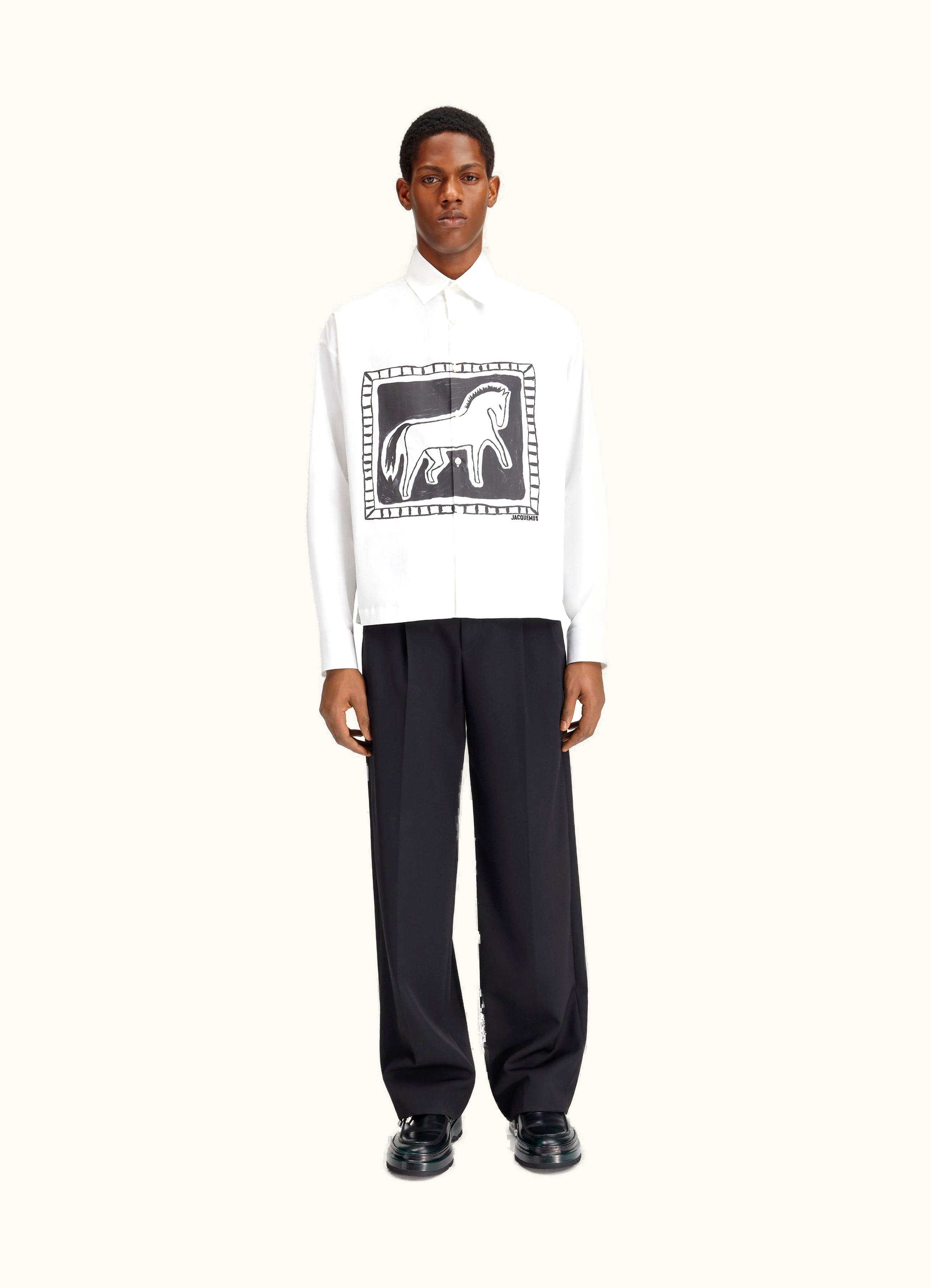 Jacquemus Jacquemus La Chemise Papier Print Black & White Horse