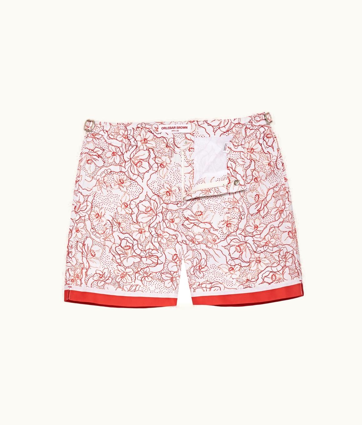Orlebar Brown Orlebar Brown Summer Red / White Sand Foral Nouveau Print Mid-Length Swim Shorts