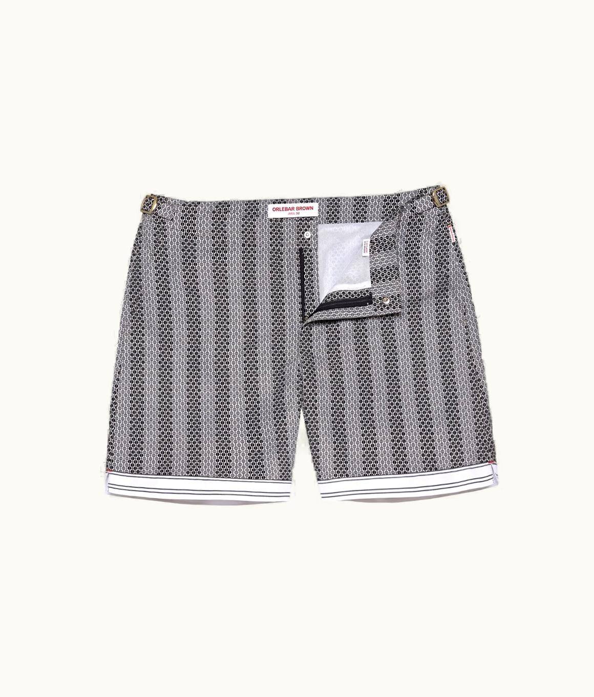 Orlebar Brown Orlebar Brown Night Iris / White Sand Rills Print Mid-Length Swim Shorts