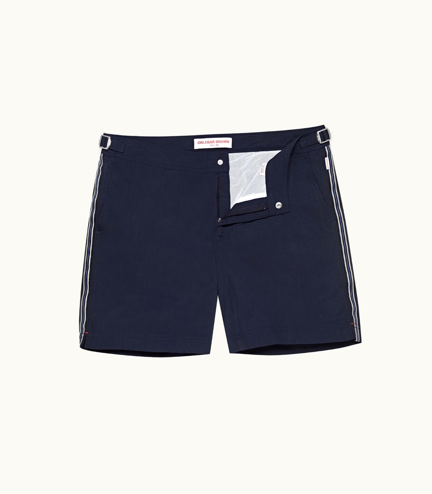Orlebar Brown Orlebar Brown Midnight Navy / Tidal Tape Stripe Mid-Length Swim Shorts