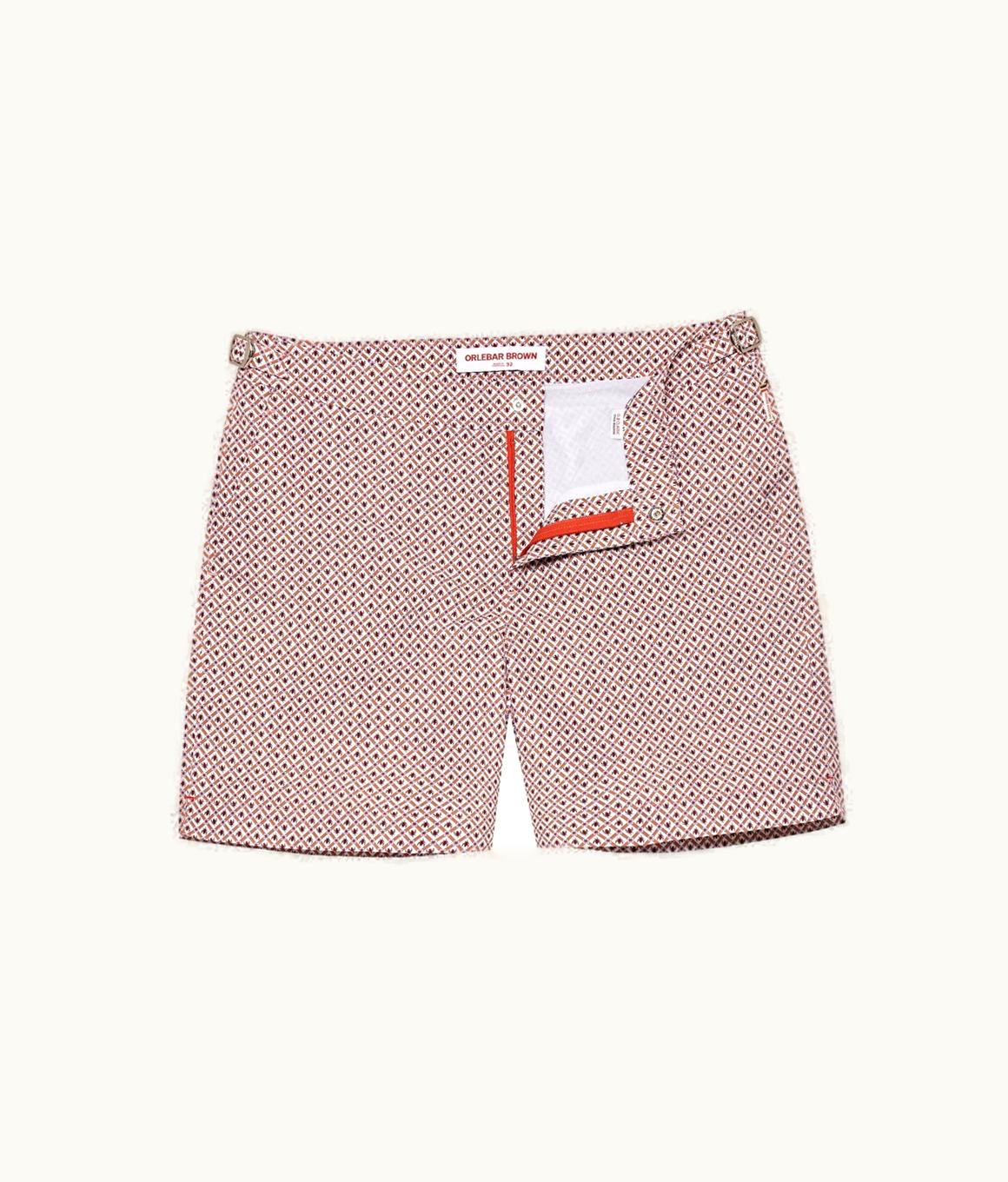 Orlebar Brown Orlebar Brown Summer Red / White Sand Geo Print Mid-Length Swim Shorts