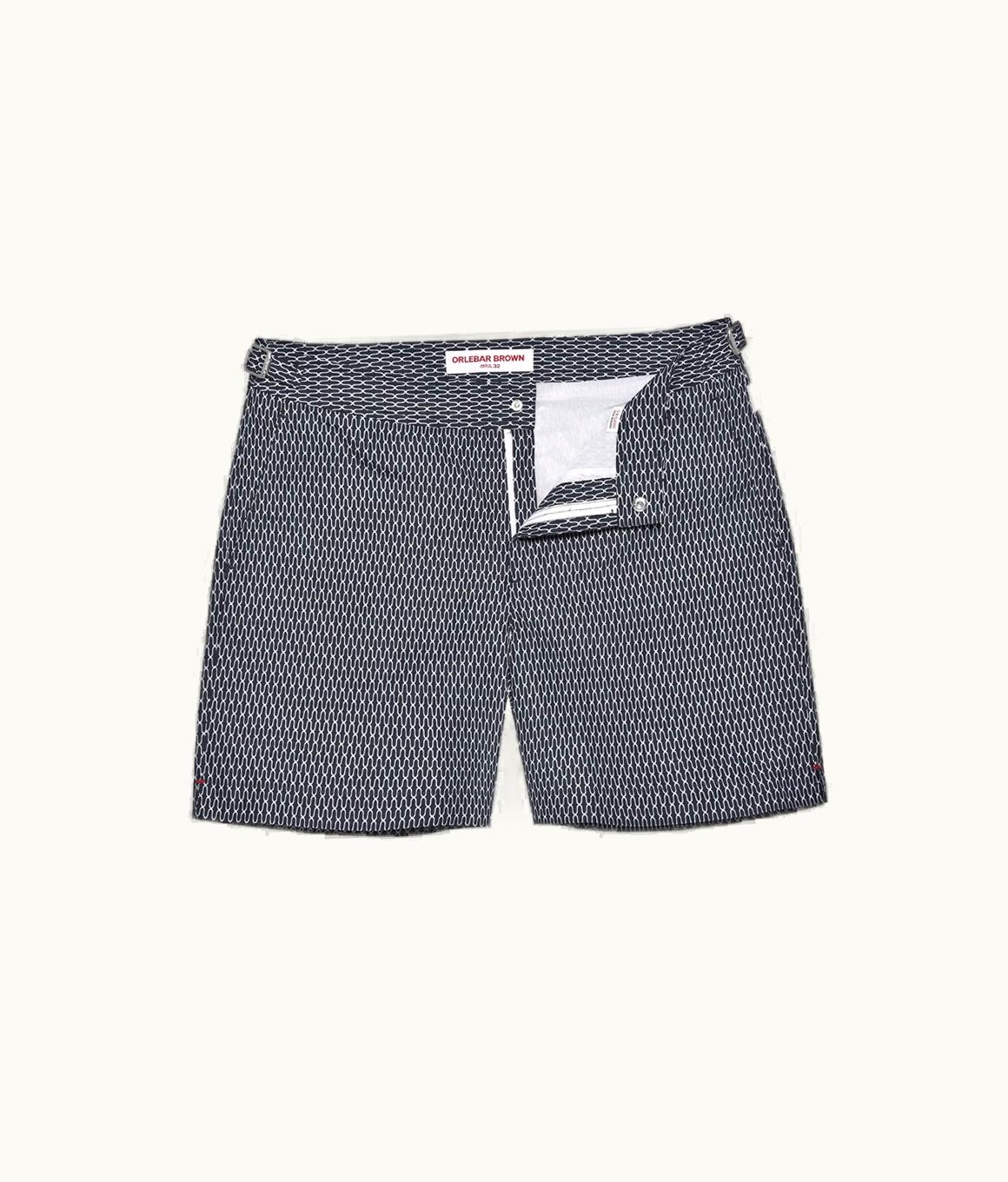 Orlebar Brown Orlebar Brown Midnight Navy / White Geo Pointpart Mid-Length Swim Shorts