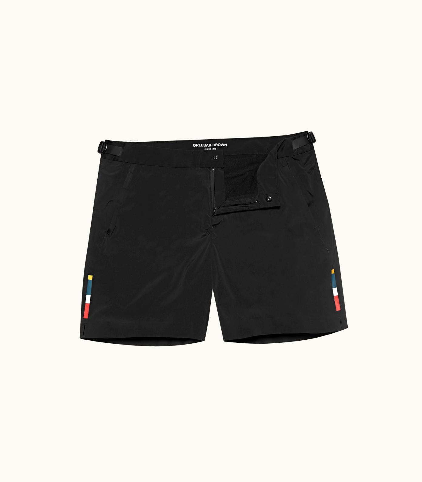 Orlebar Brown Orlebar Brown Black Bonded Panel Mid-Length Swim Shorts