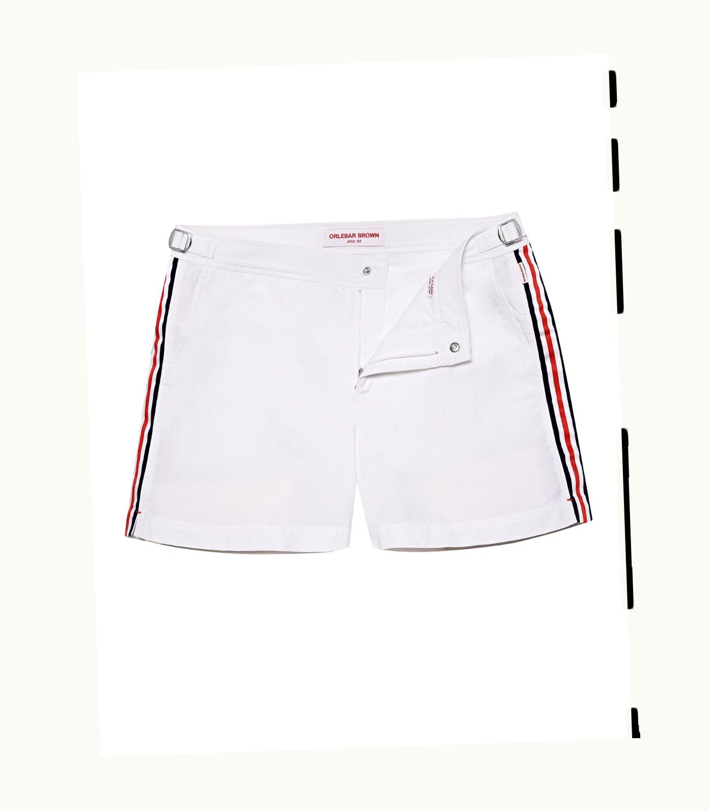 Orlebar Brown Setter - White Shorter-Length Tape Stripe Swim Shorts Orlebar Brown