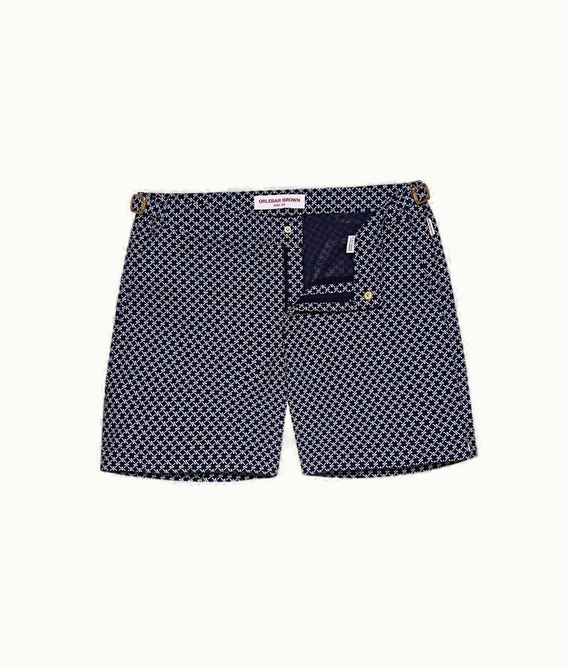 Orlebar Brown Orlebar Brown Night Iris / Cloud Seglas Jacquard Mid-Length Swim Shorts