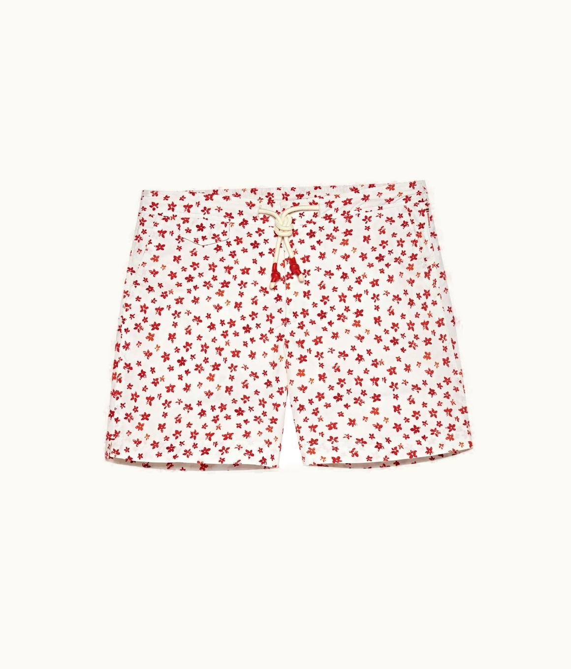 Orlebar Brown Orlebar Brown White Sand Budding Life Print Mid-Length Drawcord Swim Shorts