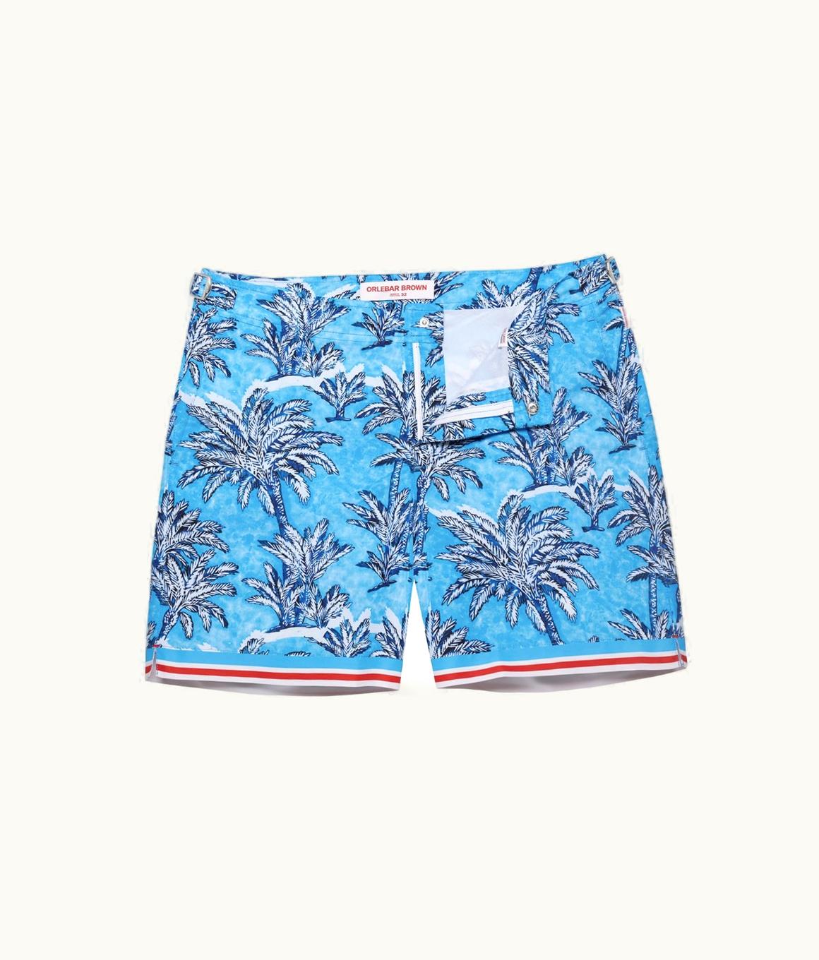 Orlebar Brown Orlebar Brown Bright Wish Blue Palm Border Mid-Length Swim Shorts