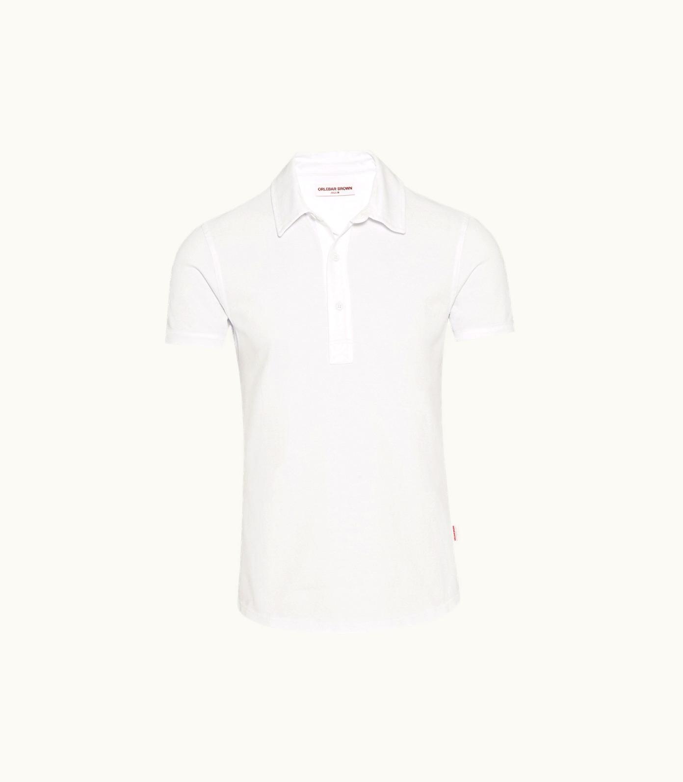 Orlebar Brown Sebastian Tailored - White Tailored Fit Piqué Polo Orlebar Brown