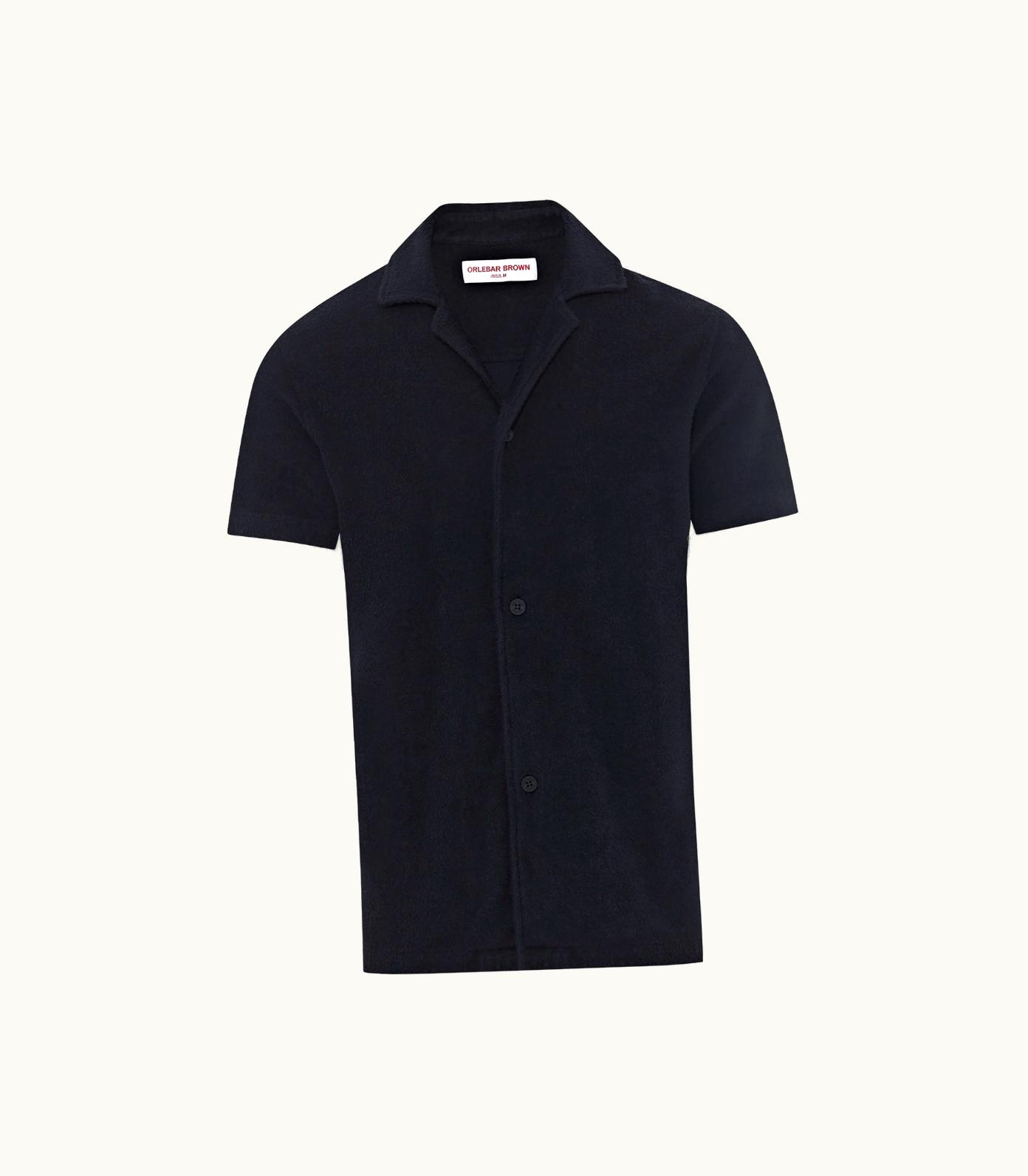 Orlebar Brown Orlebar Brown Night Iris Relaxed Fit Capri Collar Short-Sleeve Cotton Shirt