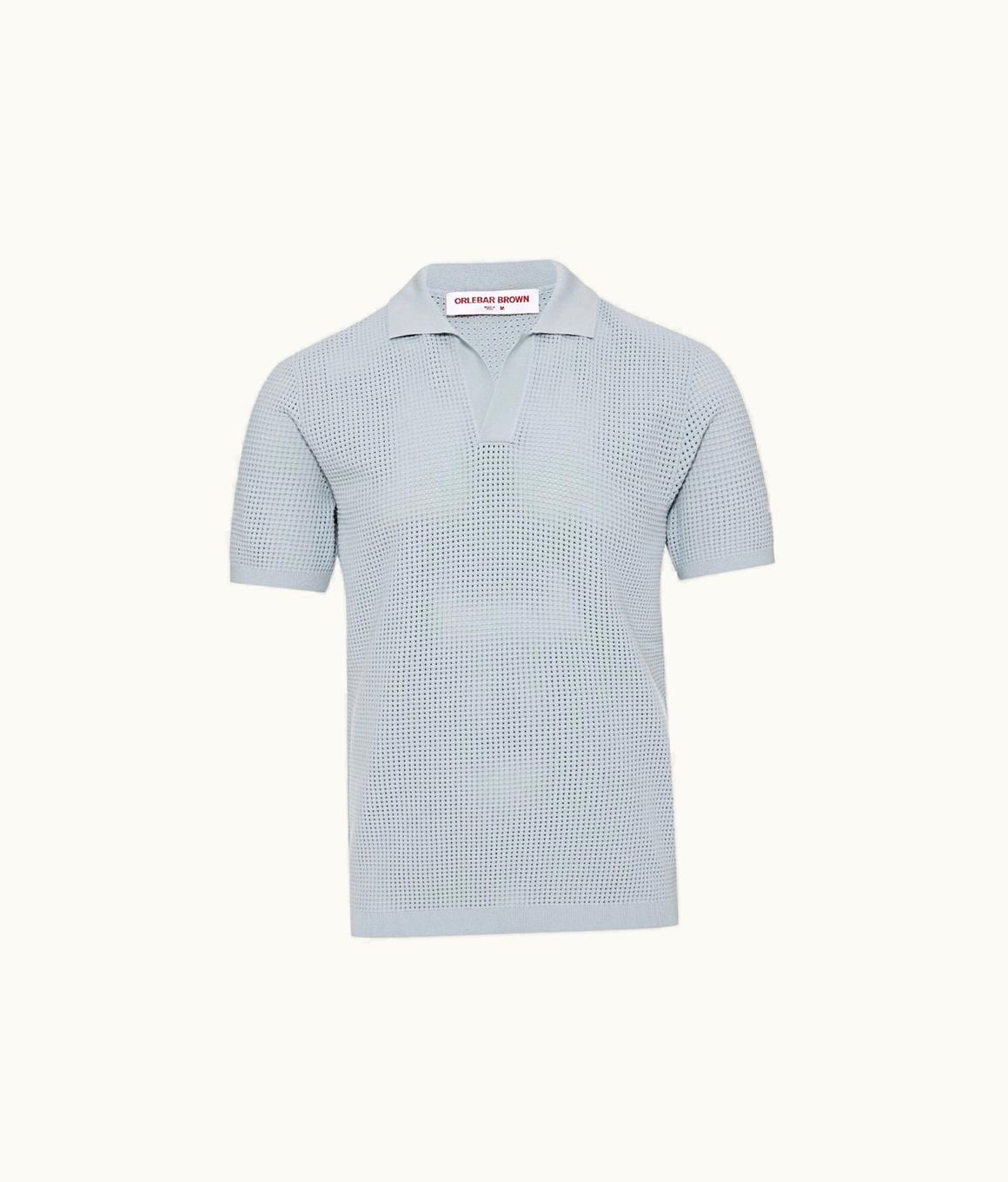 Orlebar Brown Orlebar Brown Light Sky Pool Classic Fit Waffle Mesh Stitch Polo Shirt