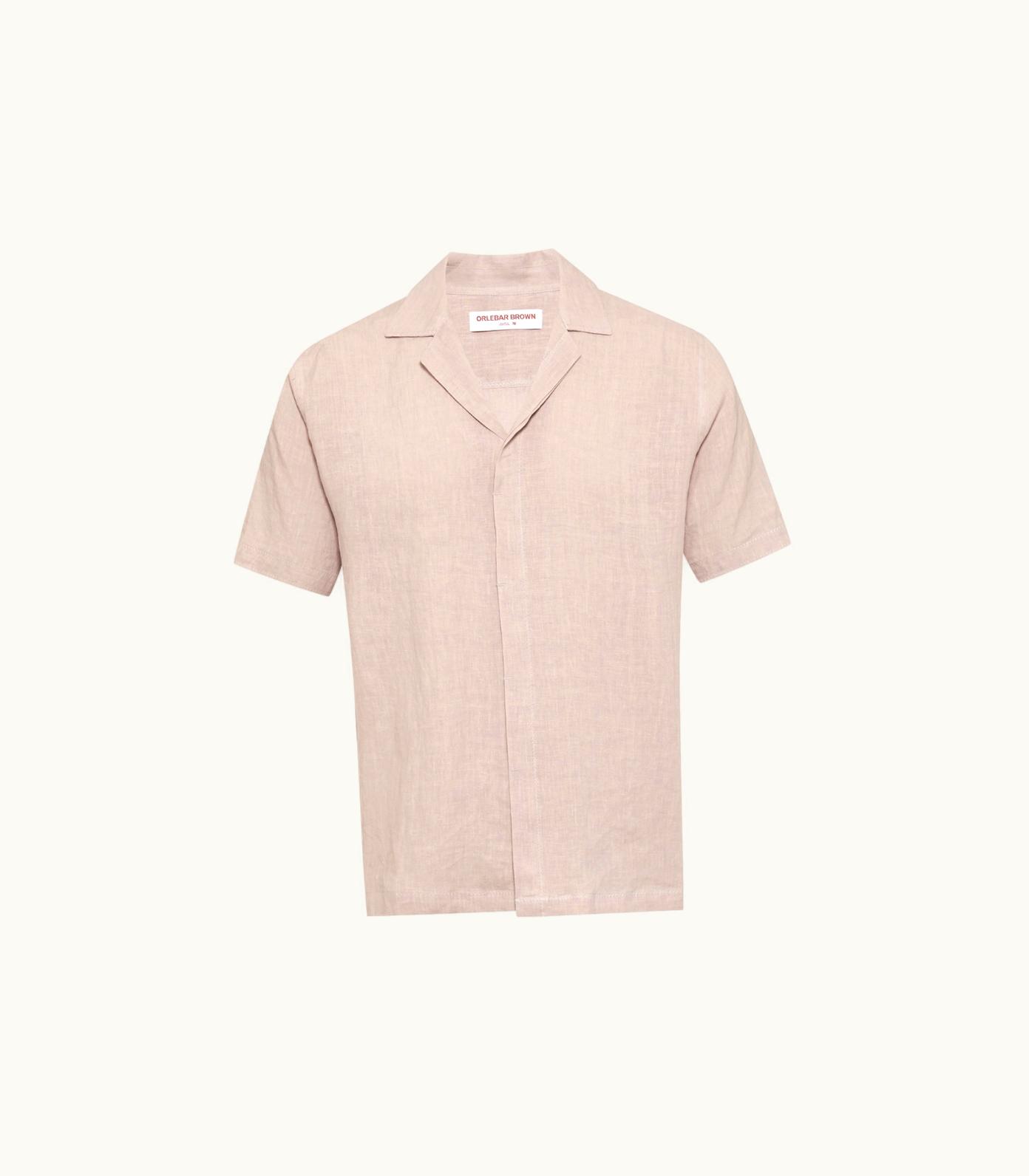 Orlebar Brown Orlebar Brown Seashell Pink Relaxed Fit Capri Collar Linen Shirt