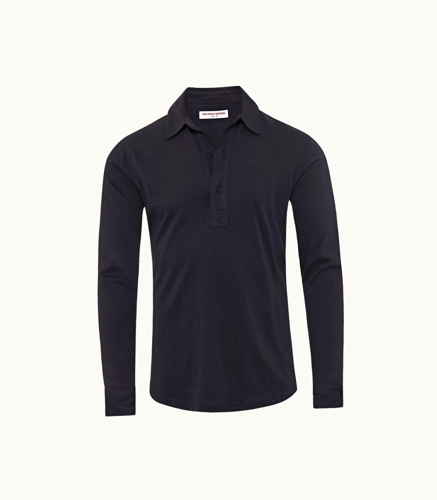 Orlebar Brown Orlebar Brown Night Iris Tailored Fit Long-Sleeve Modal-Cashmere Polo Shirt