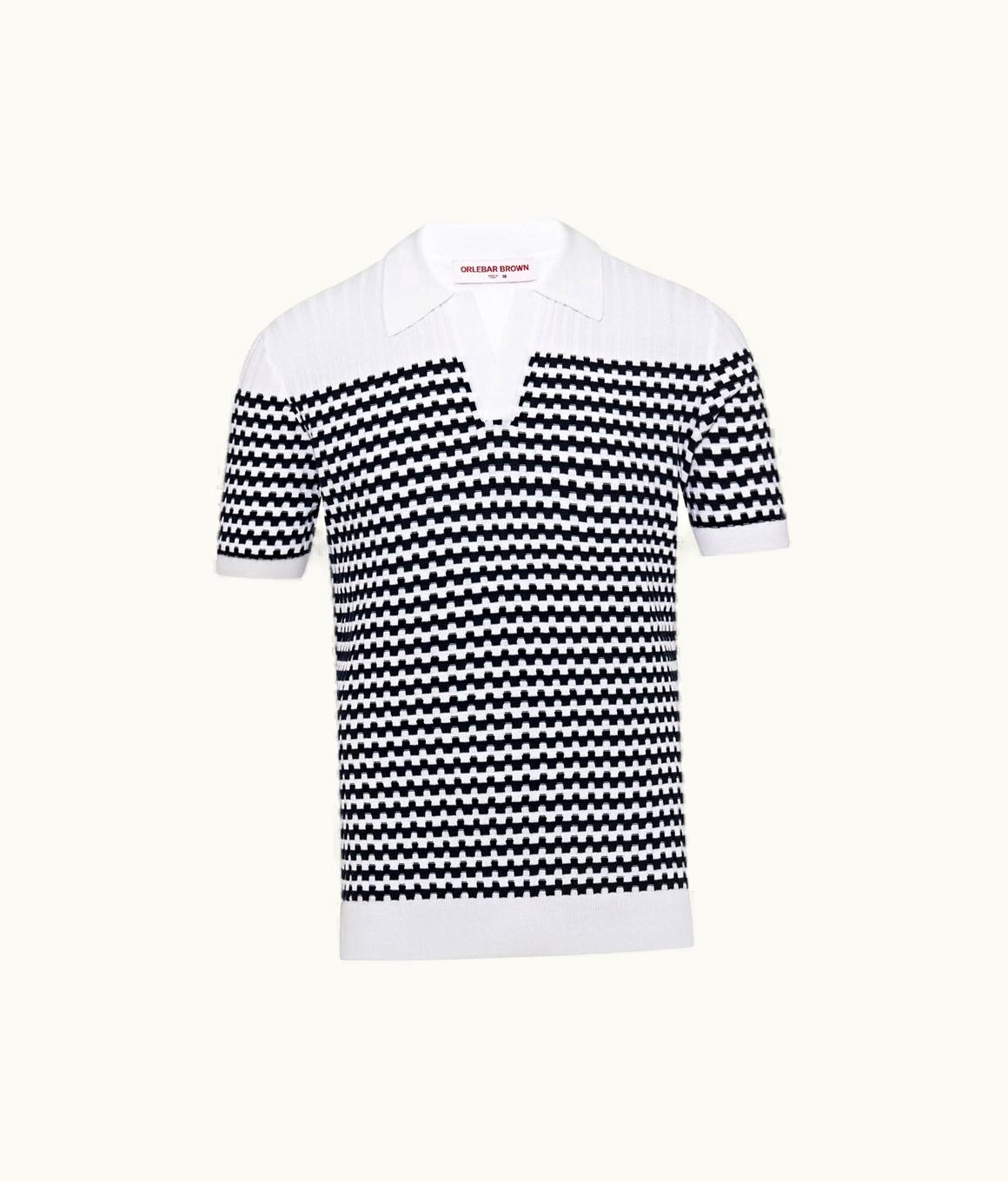 Orlebar Brown Orlebar Brown Cloud / Ink Textured Stripe Organic Cotton Polo Sirt