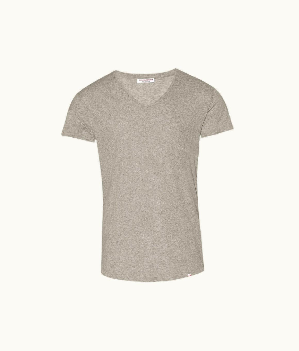 Orlebar Brown Ob-V - Grey Melange Tailored Fit V-Neck T-Shirt Orlebar Brown