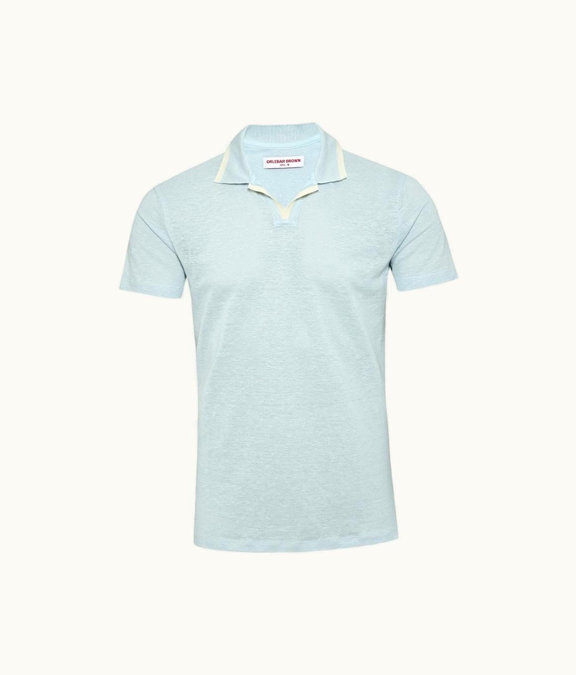 Orlebar Brown Orlebar Brown Powdered Sky Resort Collar Linen Pique Polo Shirt