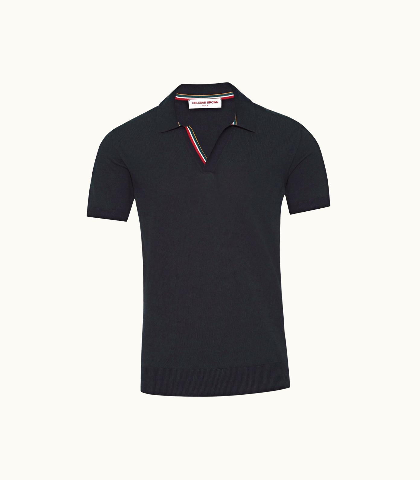 Orlebar Brown Orlebar Brown Night Iris Tailored Fit Ob Stripe Tipping Organic Cotton Polo Shirt