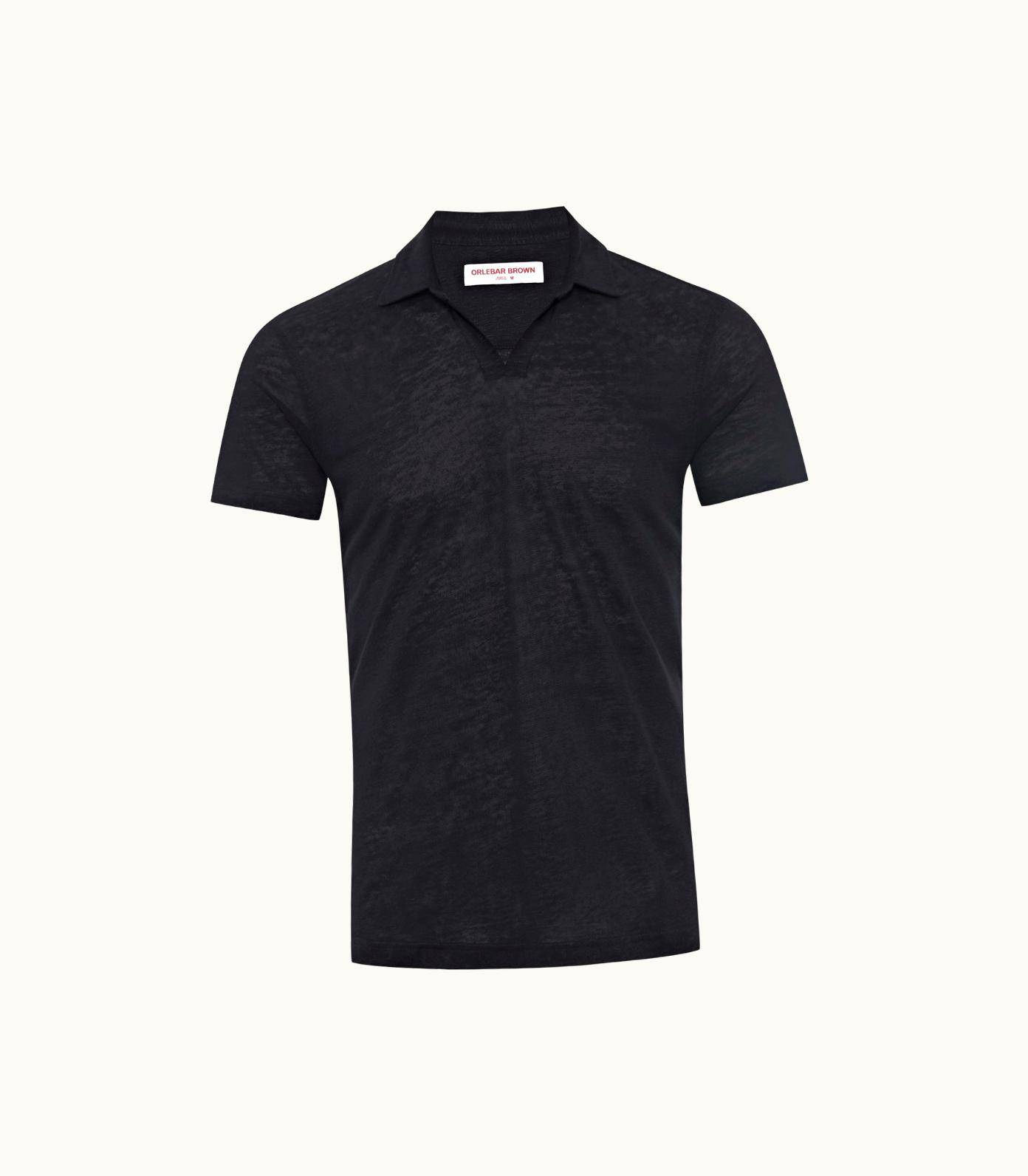 Orlebar Brown Orlebar Brown Night Iris Short Resort Collar Short-Sleeve Linen Polo Shirt