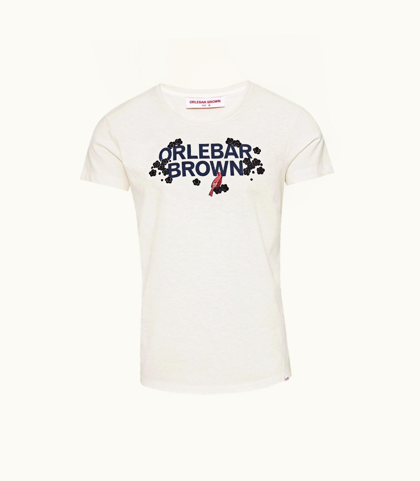 Orlebar Brown Orlebar Brown White Jade Plum Blossom Logo Design Classic Fit Cotton T-Shirt