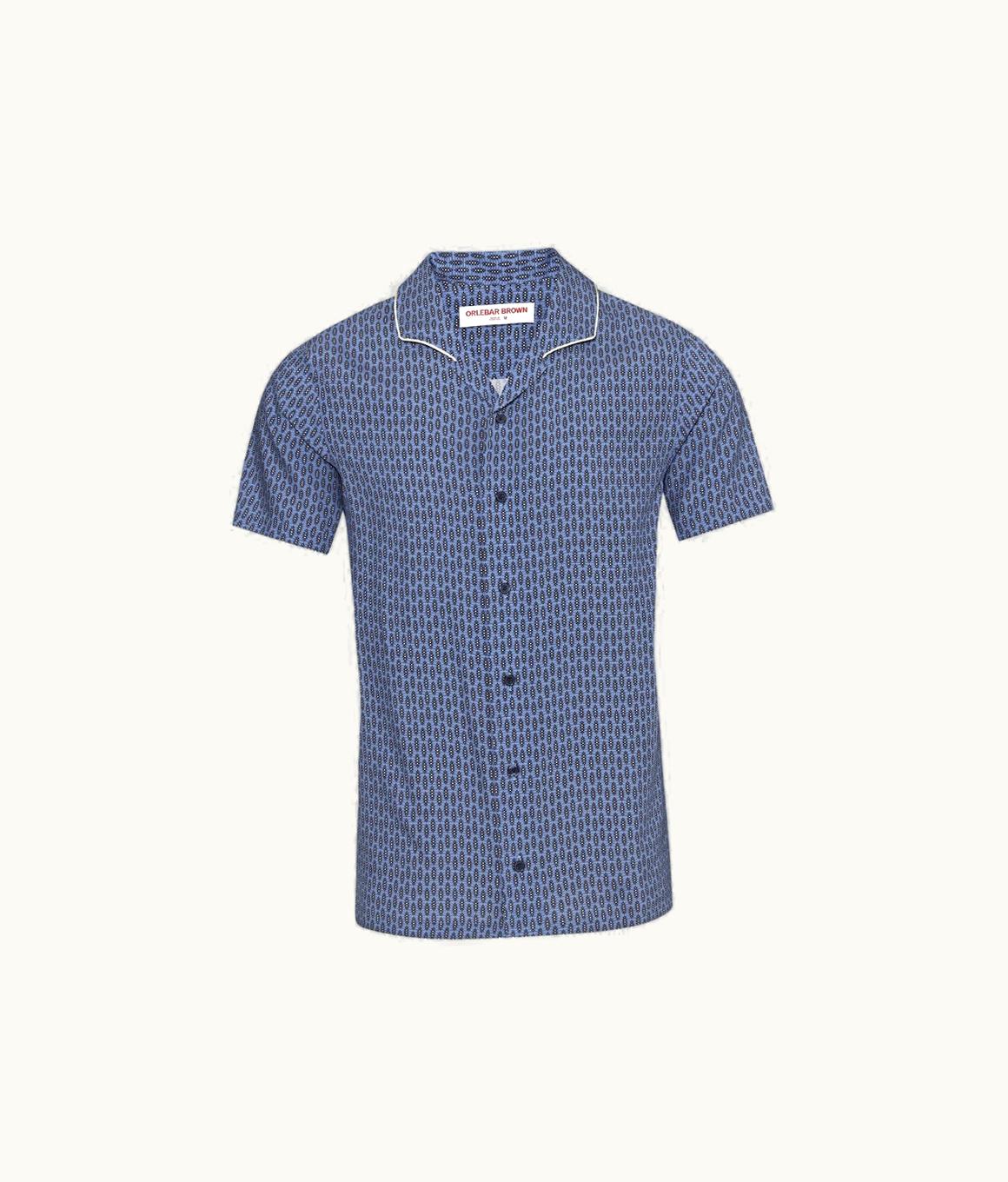 Orlebar Brown Orlebar Brown Springfield Blue Perez Print Classic Fit Capri Collar Shirt