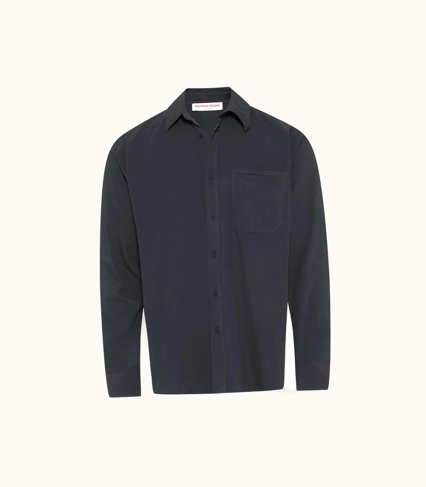 Orlebar Brown Orlebar Brown Night Iris Relaxed Fit Classic Collar Organic Cotton Shirt