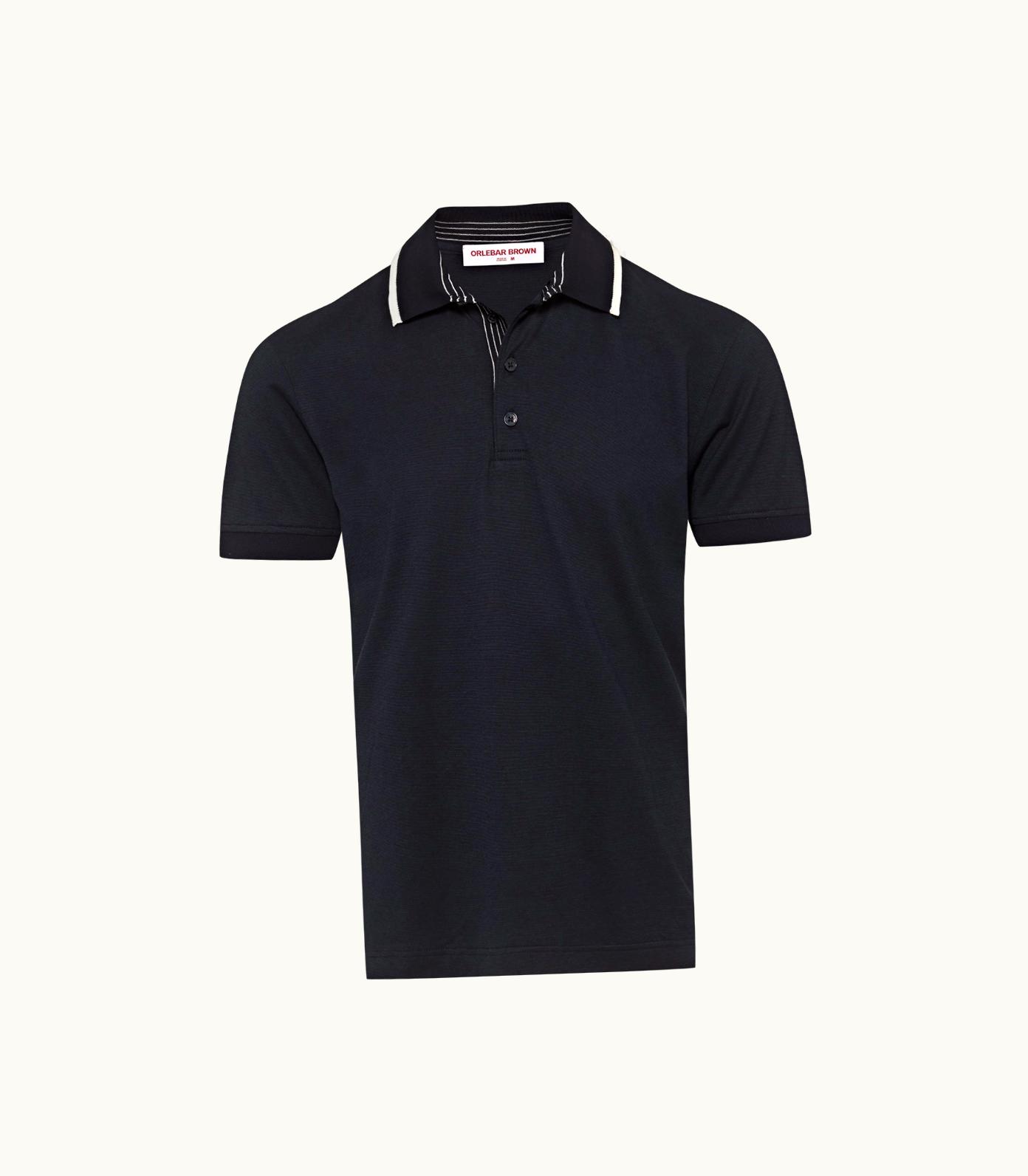 Orlebar Brown Orlebar Brown Night Iris Tipping Collar Knit Polo Shirt